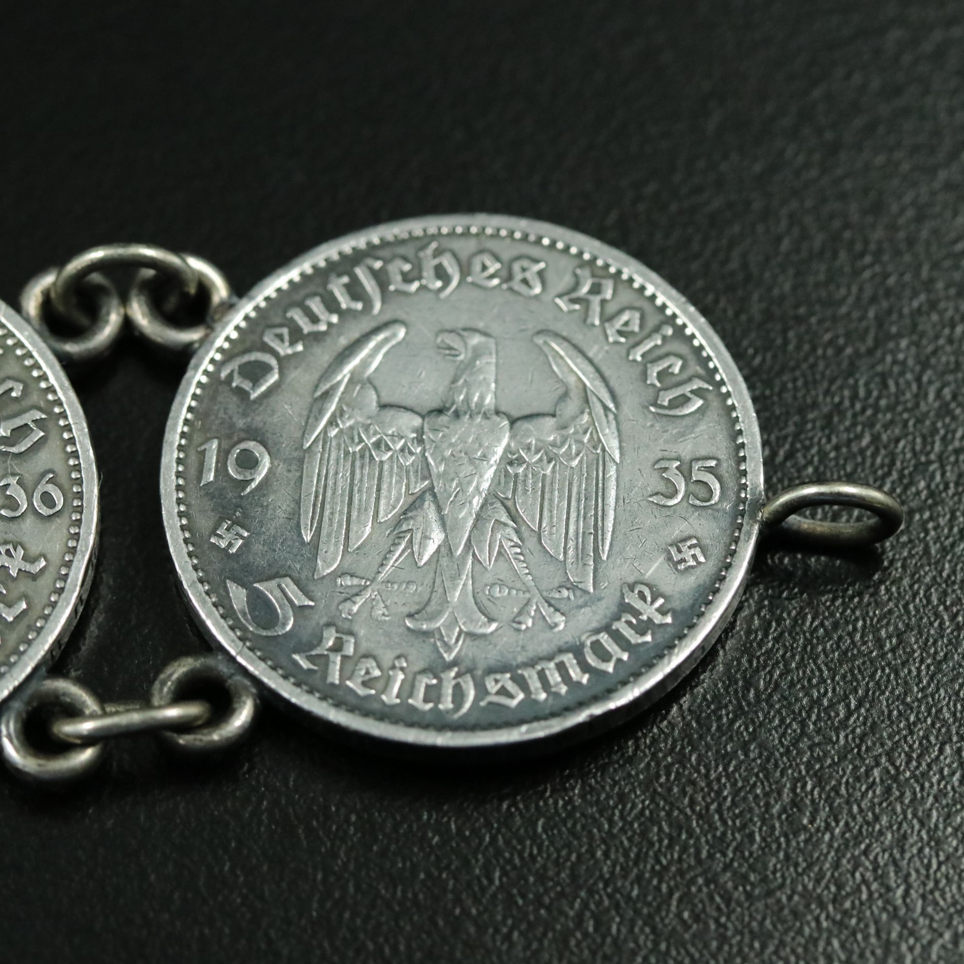 Bracelet Made of Six German Silver Five Mark Coins