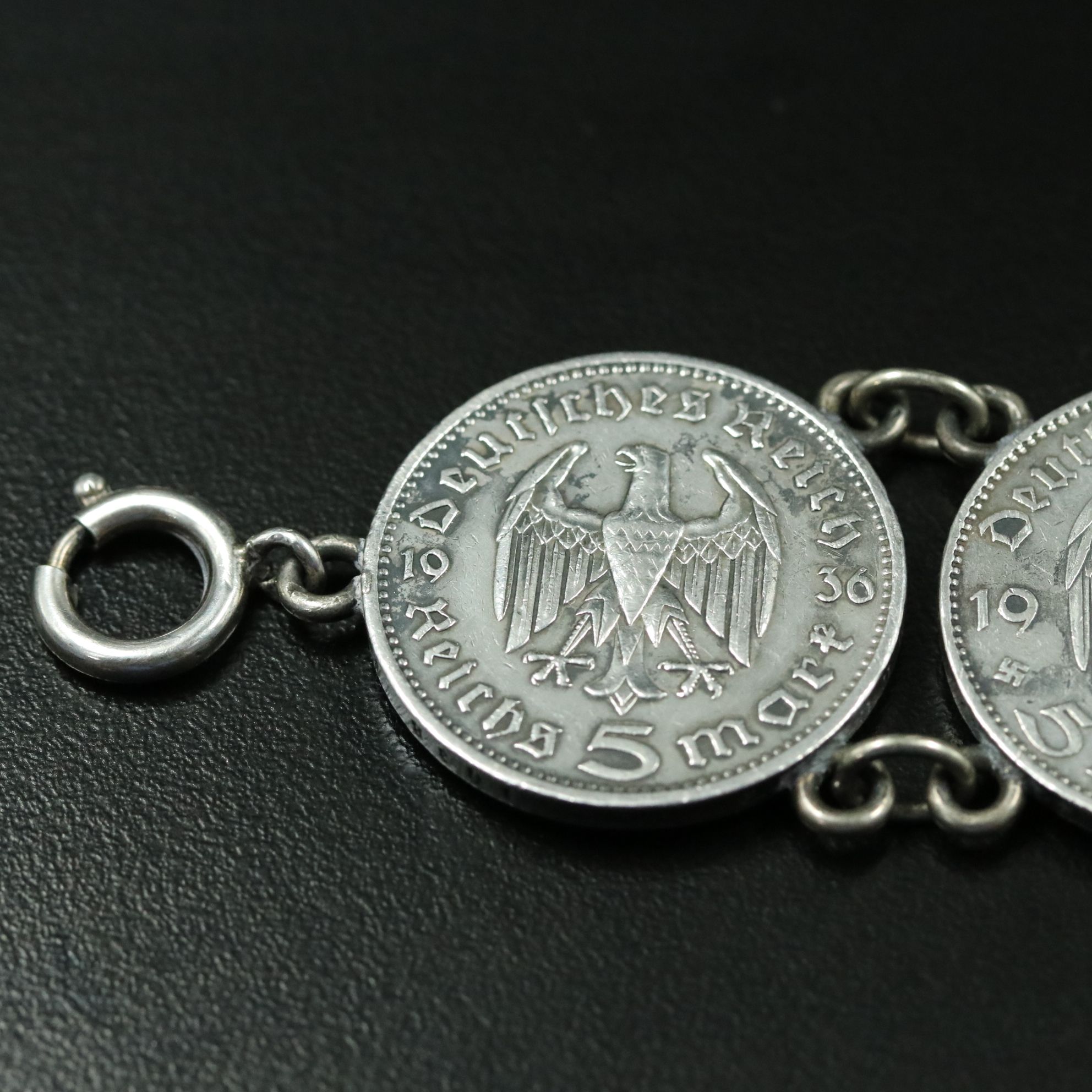 Bracelet Made of Six German Silver Five Mark Coins