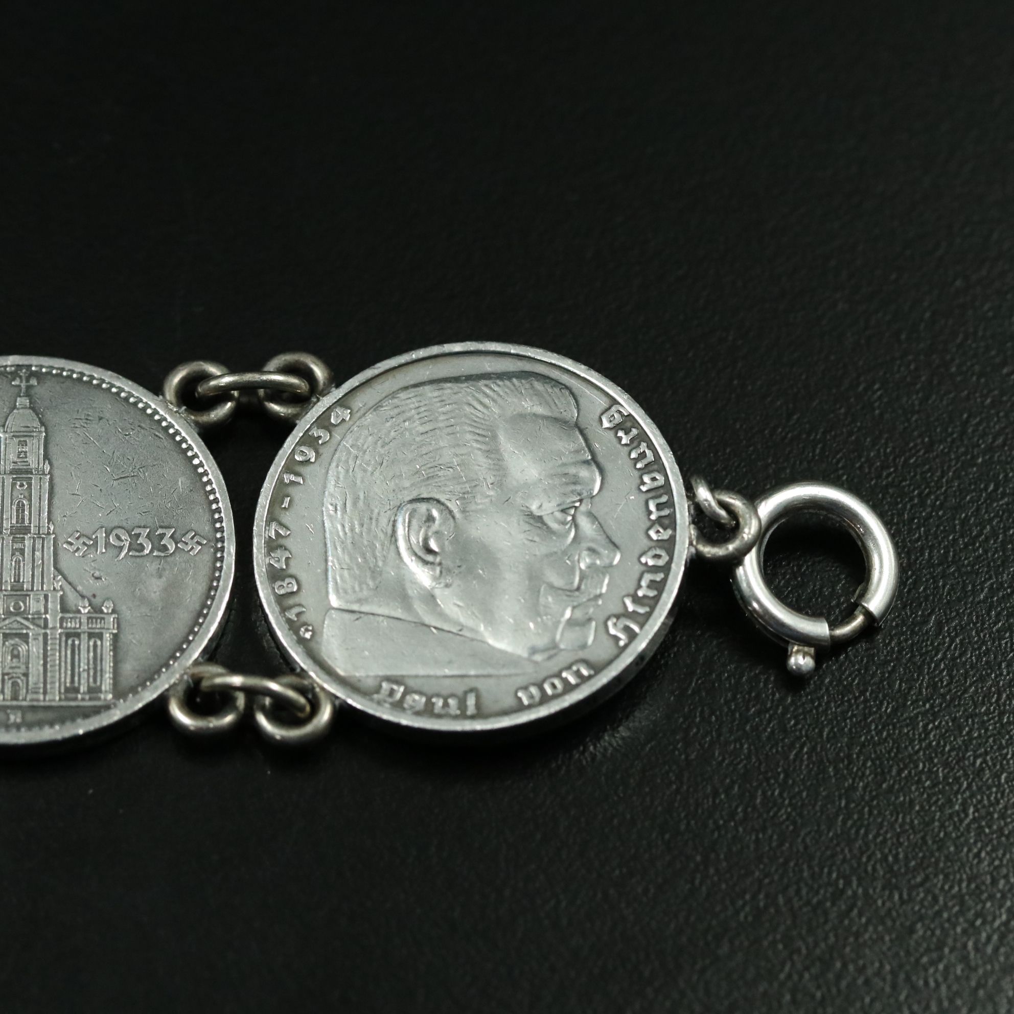 Bracelet Made of Six German Silver Five Mark Coins