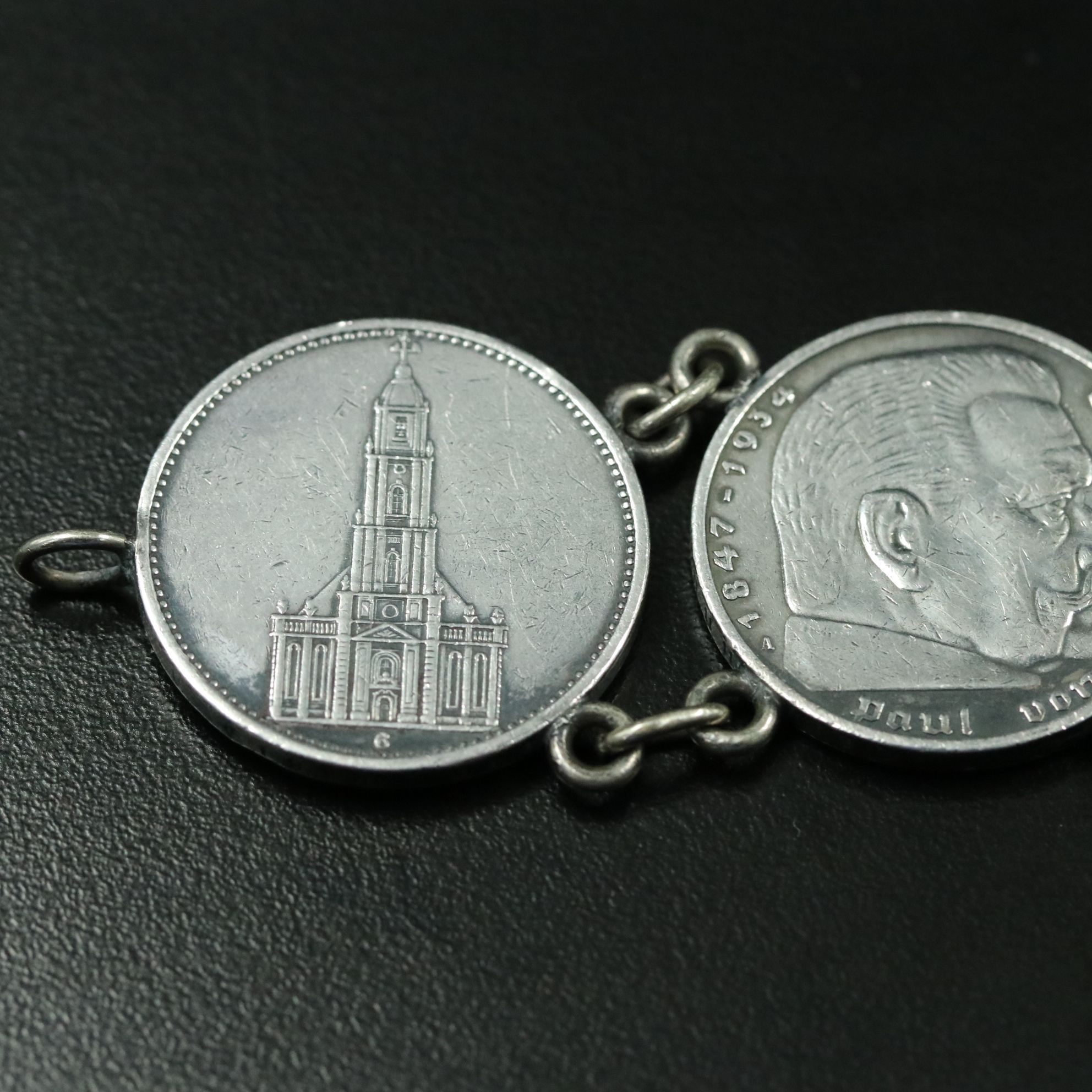 Bracelet Made of Six German Silver Five Mark Coins