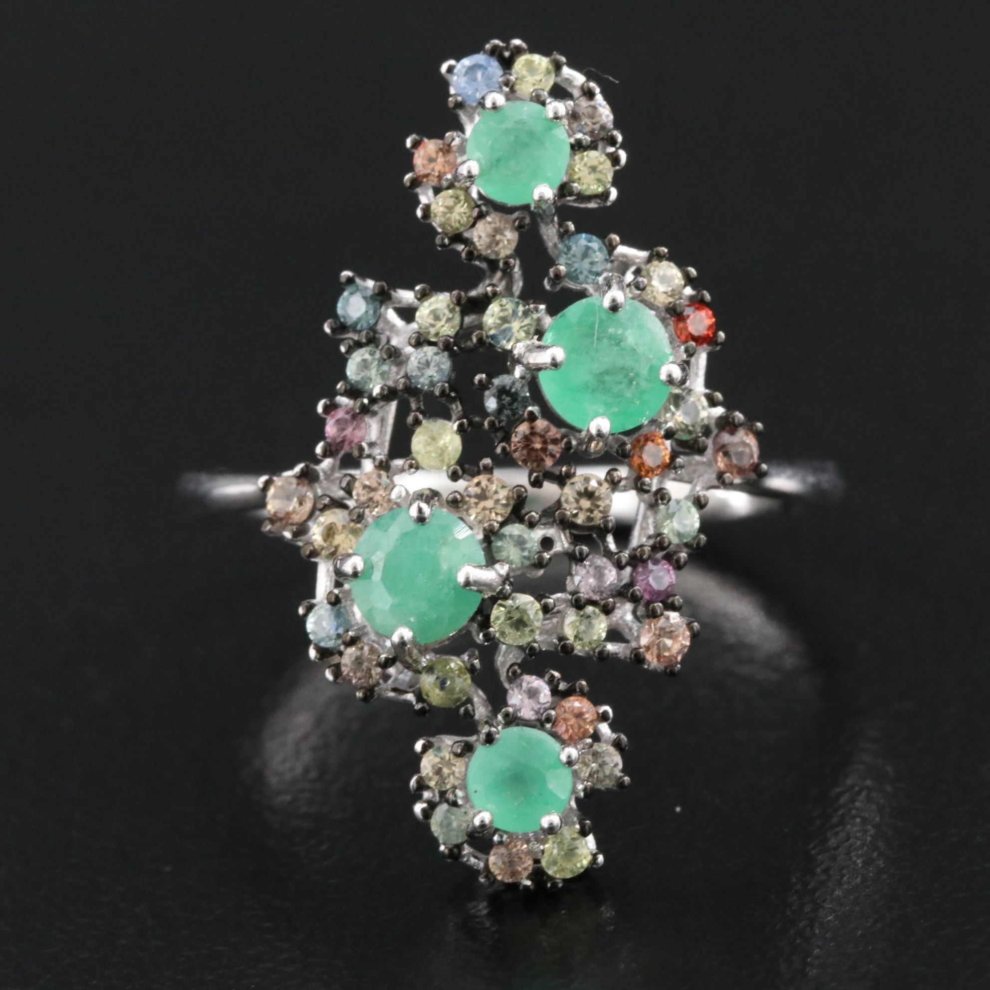 Sterling Emerald and Sapphire Ring