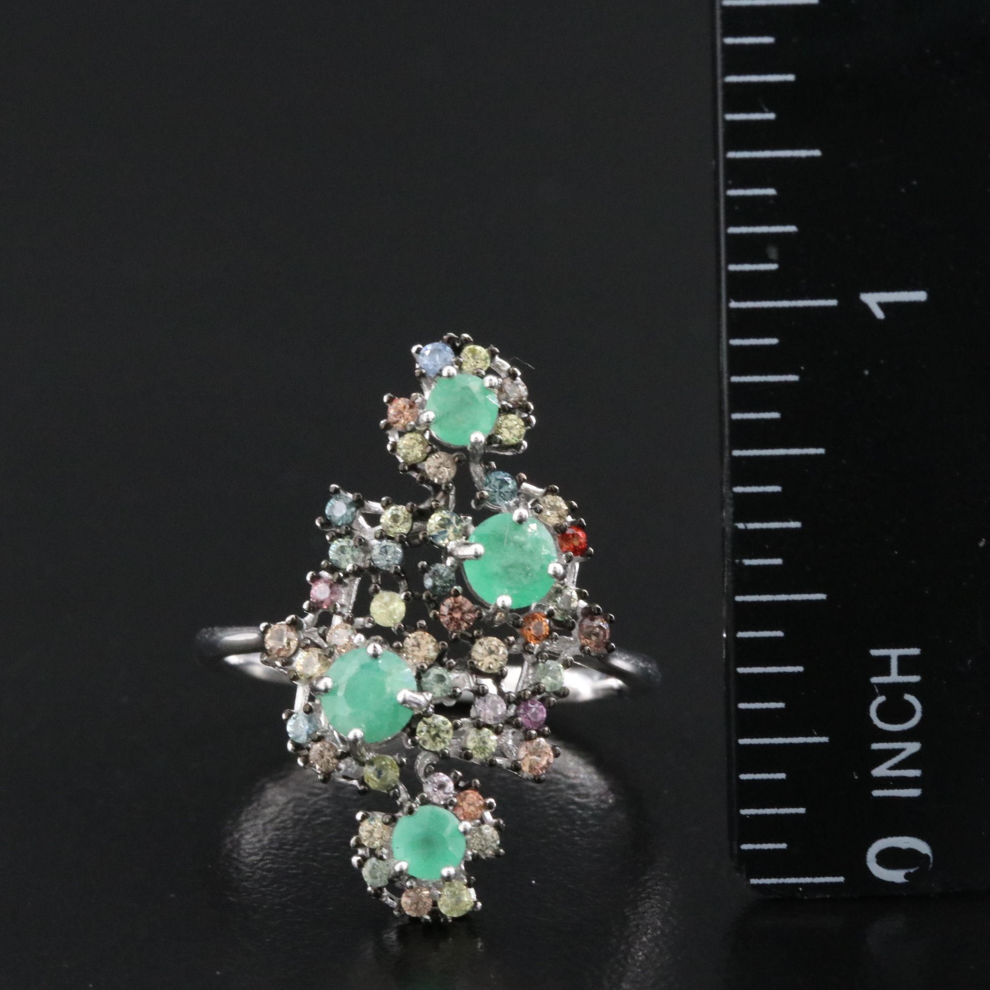 Sterling Emerald and Sapphire Ring