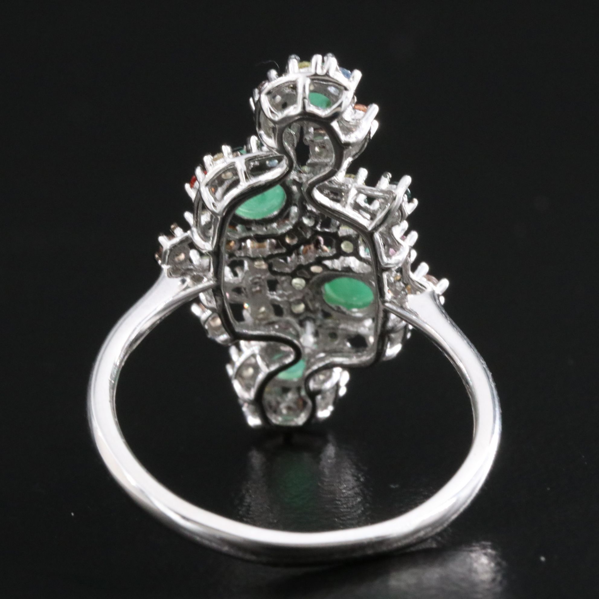 Sterling Emerald and Sapphire Ring
