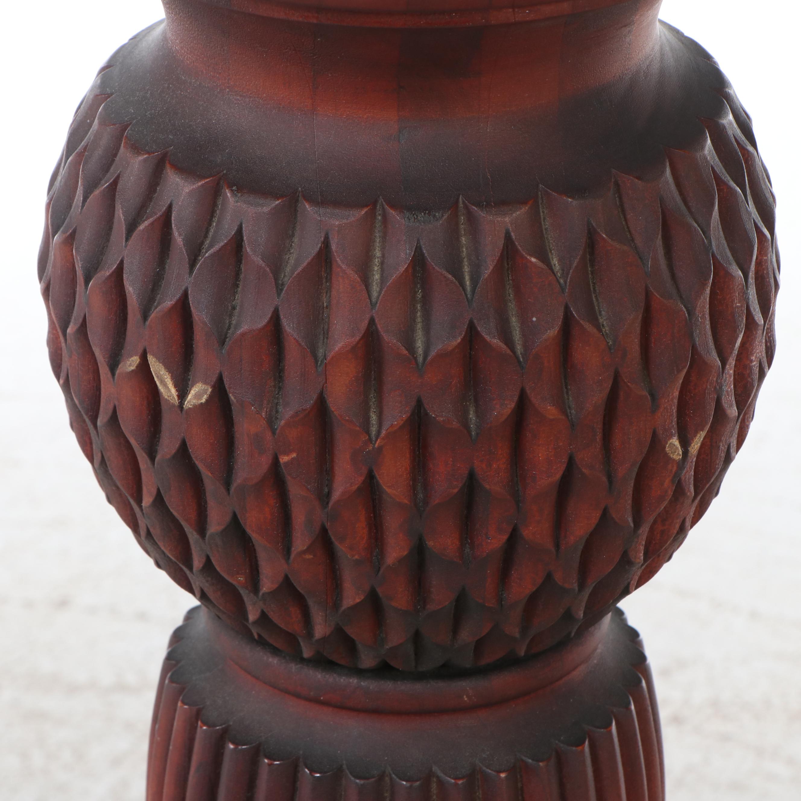 Edwardian Style Carved Mahogany Pedestal Stand, 20th Century