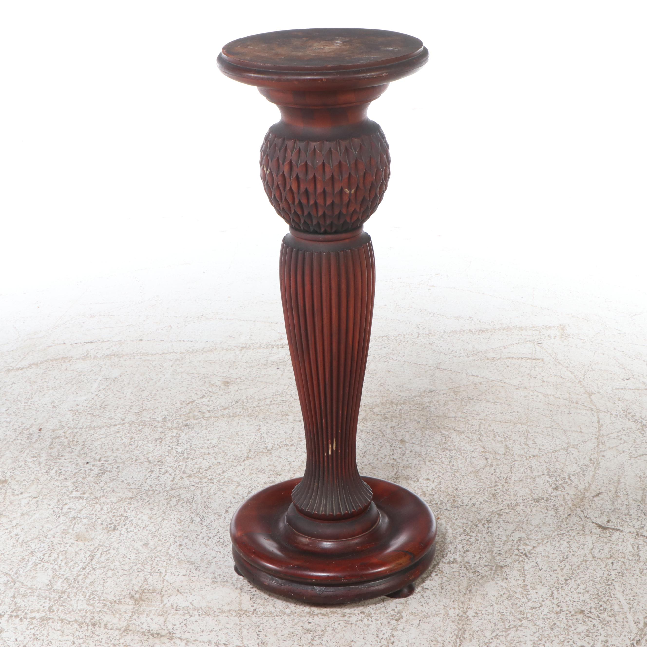 Edwardian Style Carved Mahogany Pedestal Stand, 20th Century