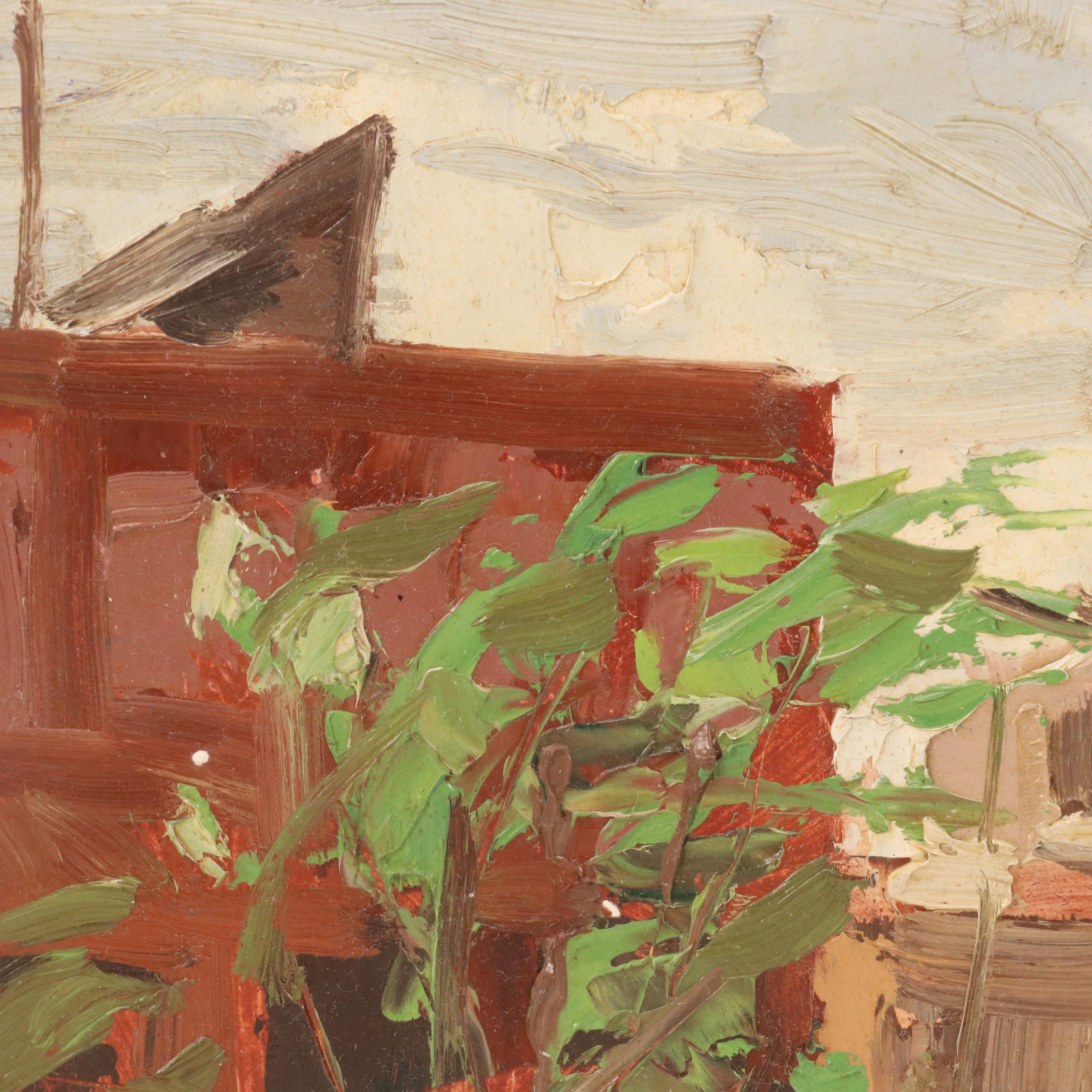 Lee Seebach Cityscape Oil Painting "Smoke Stack - Chicago," 1975