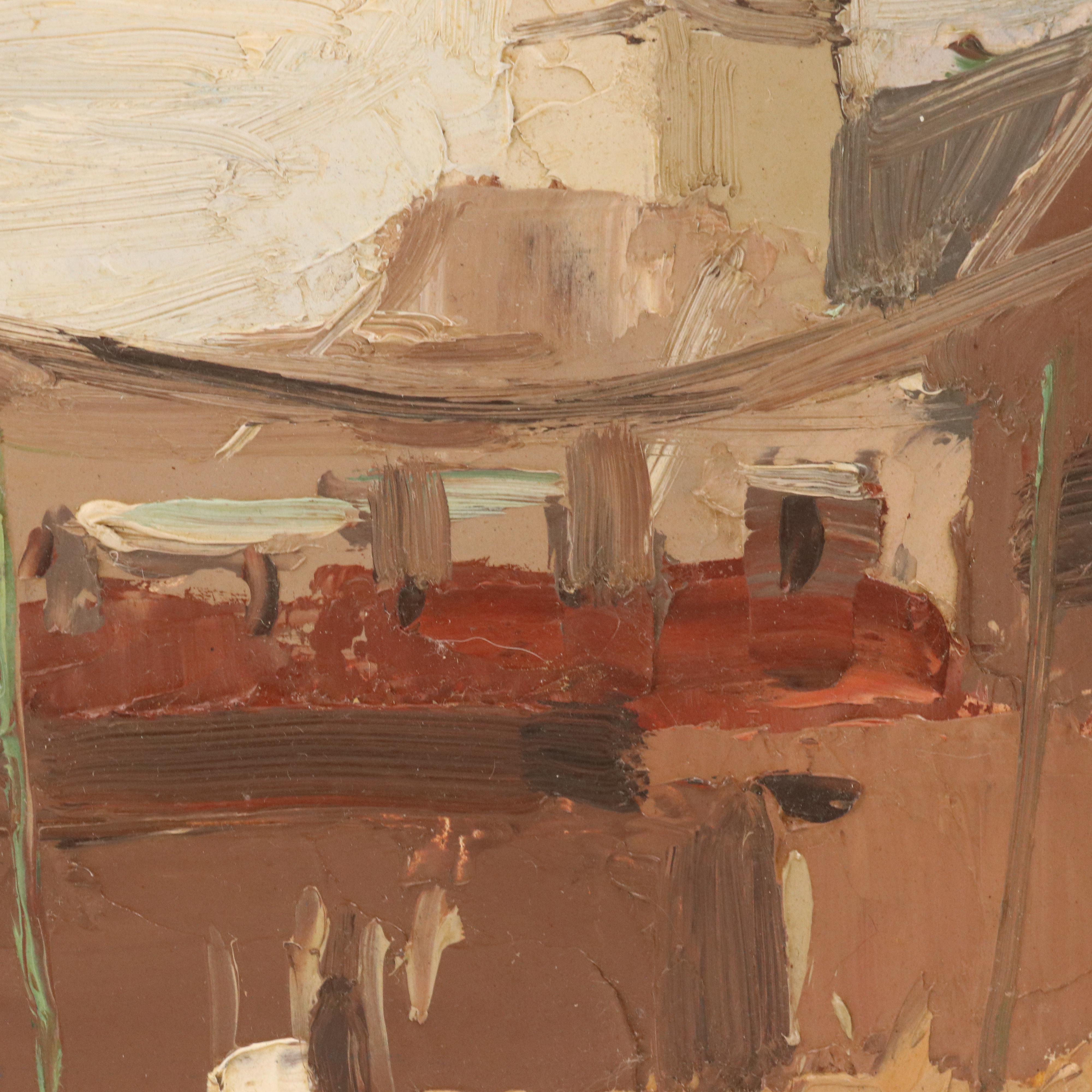 Lee Seebach Cityscape Oil Painting "Smoke Stack - Chicago," 1975