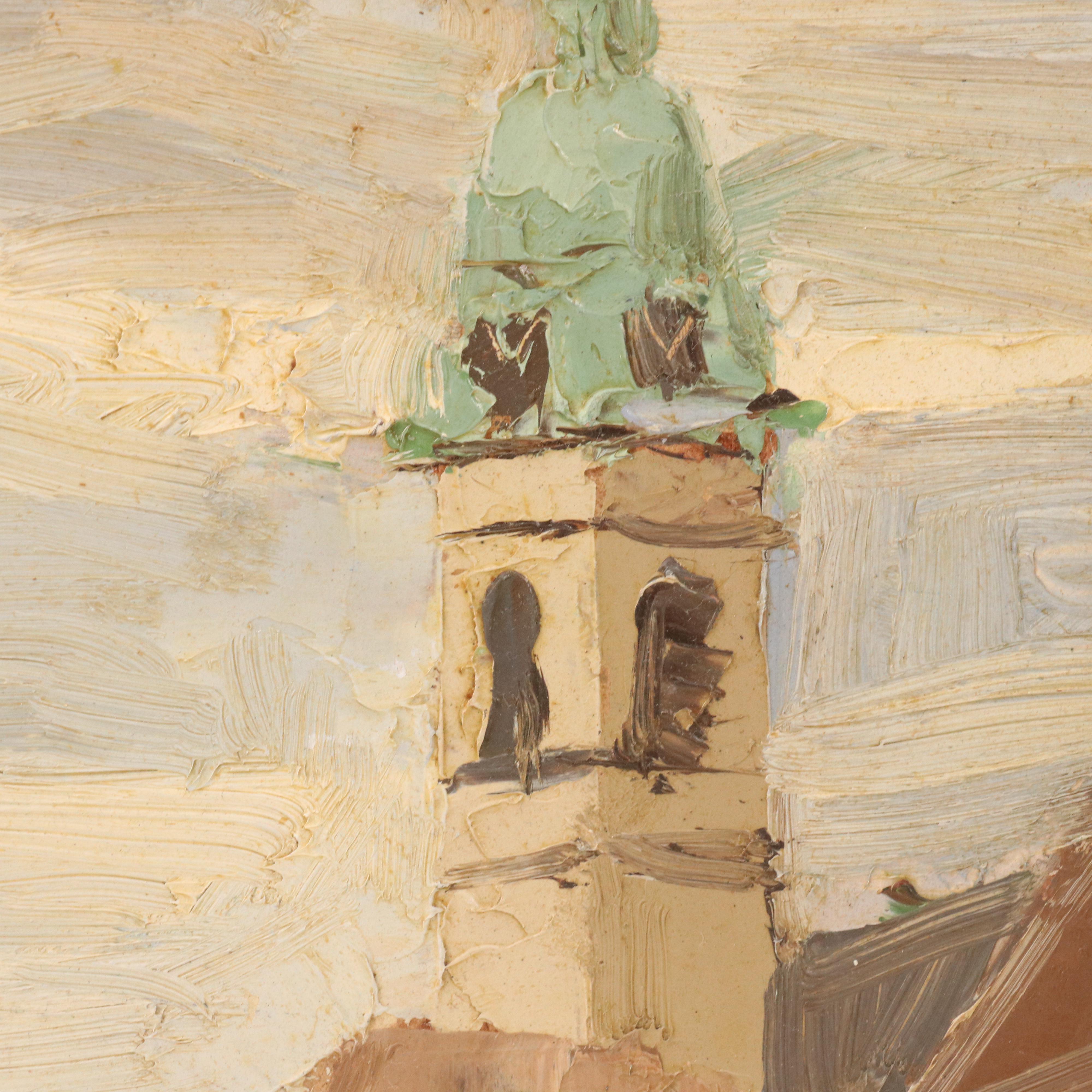 Lee Seebach Cityscape Oil Painting "Smoke Stack - Chicago," 1975