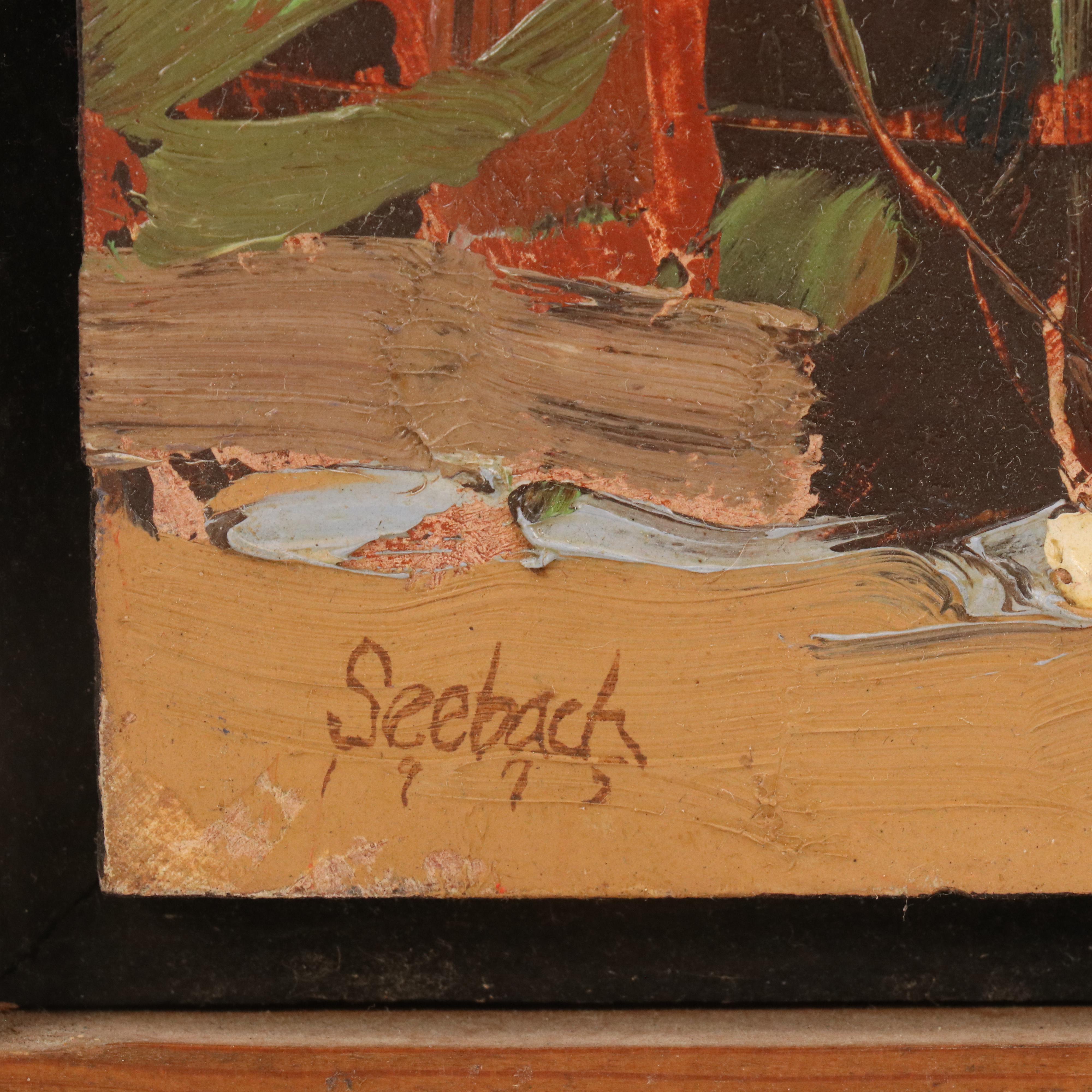 Lee Seebach Cityscape Oil Painting "Smoke Stack - Chicago," 1975