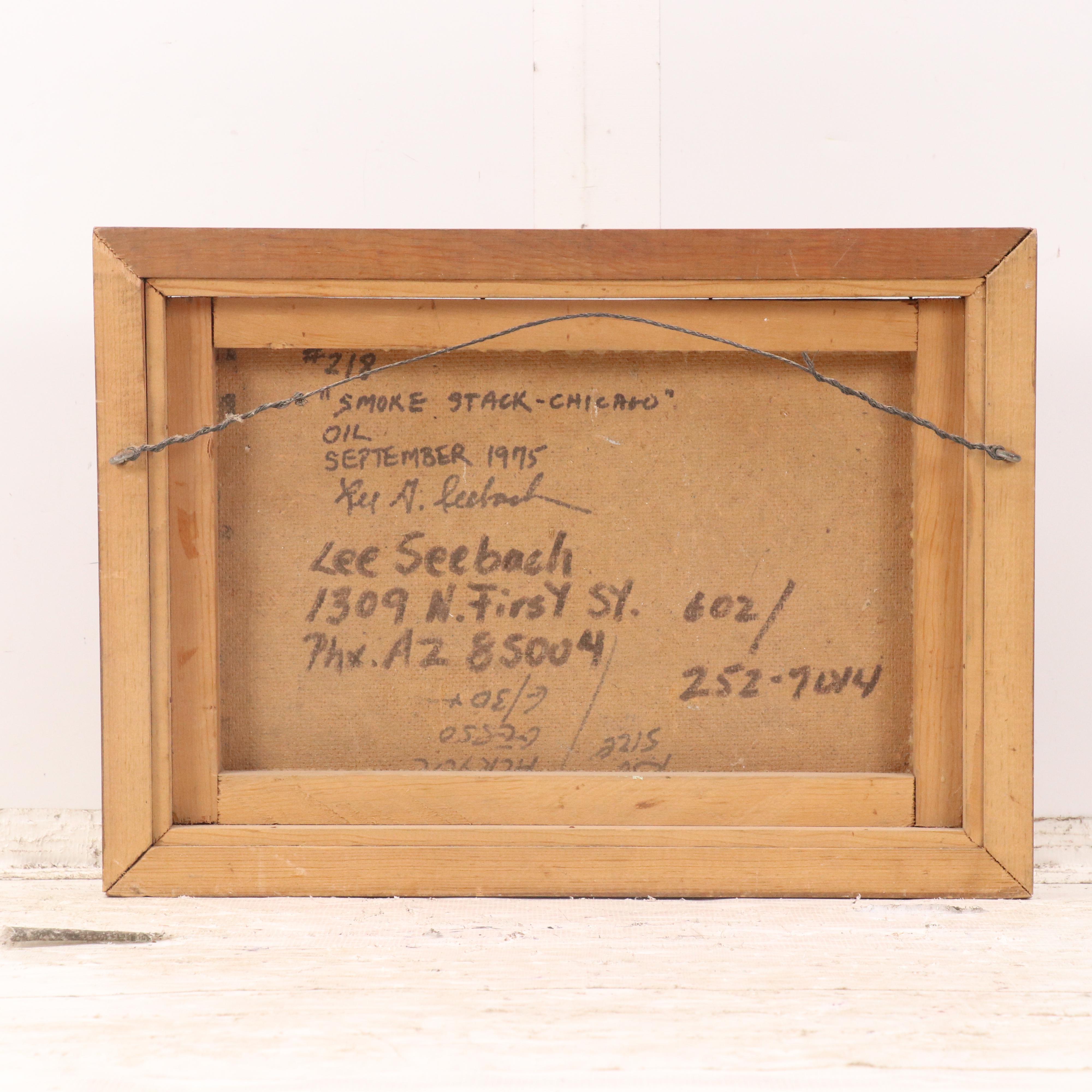 Lee Seebach Cityscape Oil Painting "Smoke Stack - Chicago," 1975