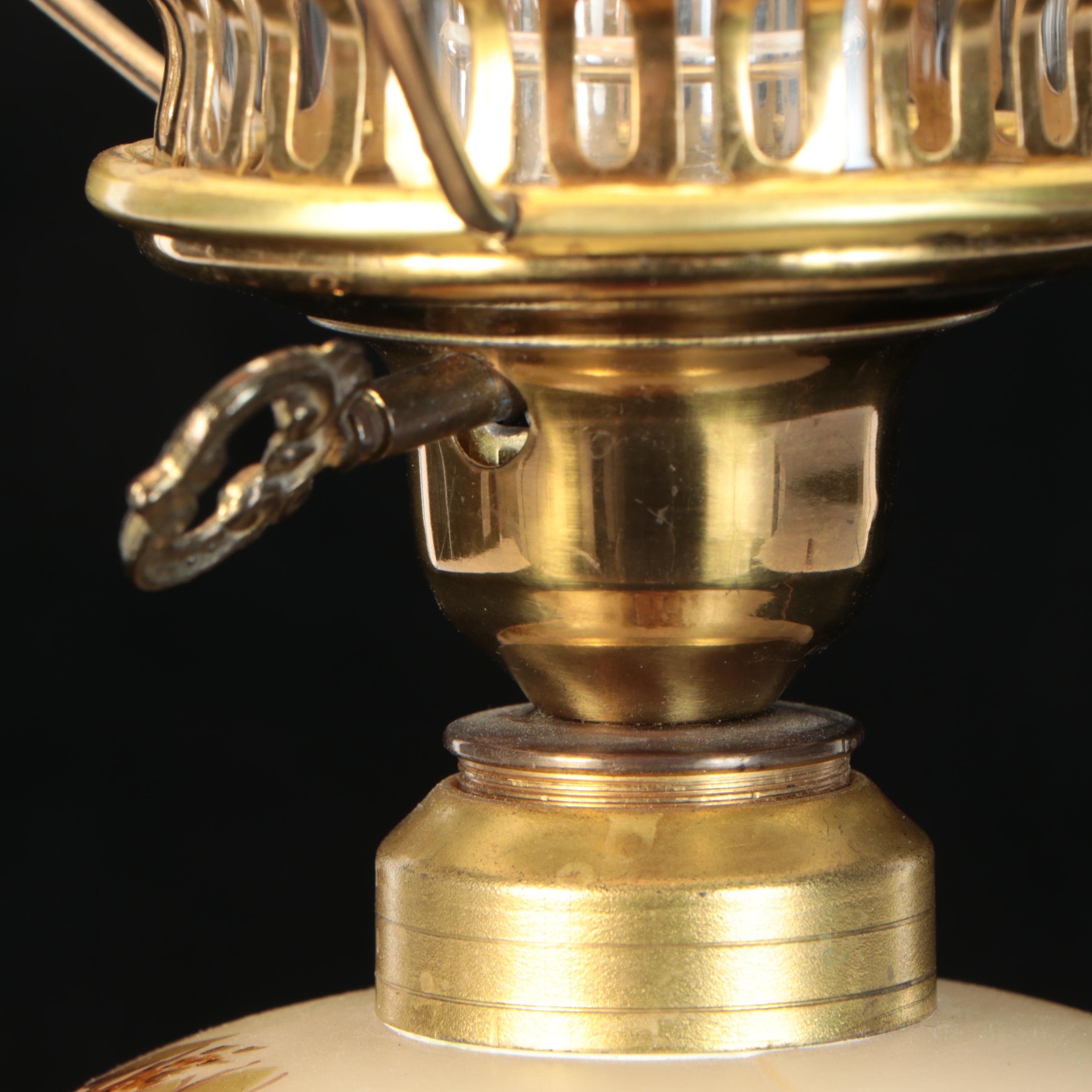 Victorian Style Painted Glass Table Lamp, Mid to Late 20th C