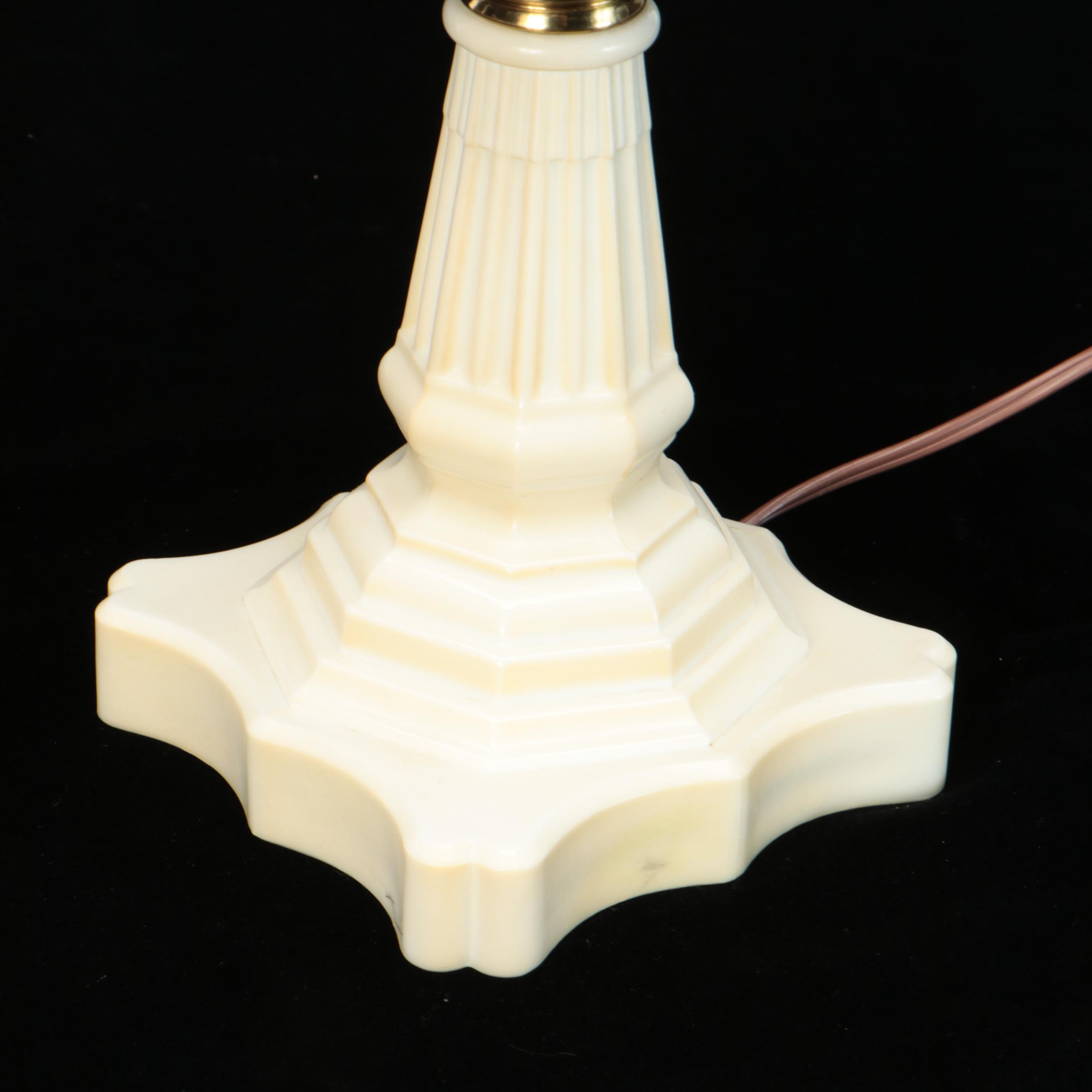 Victorian Style Painted Glass Table Lamp, Mid to Late 20th C