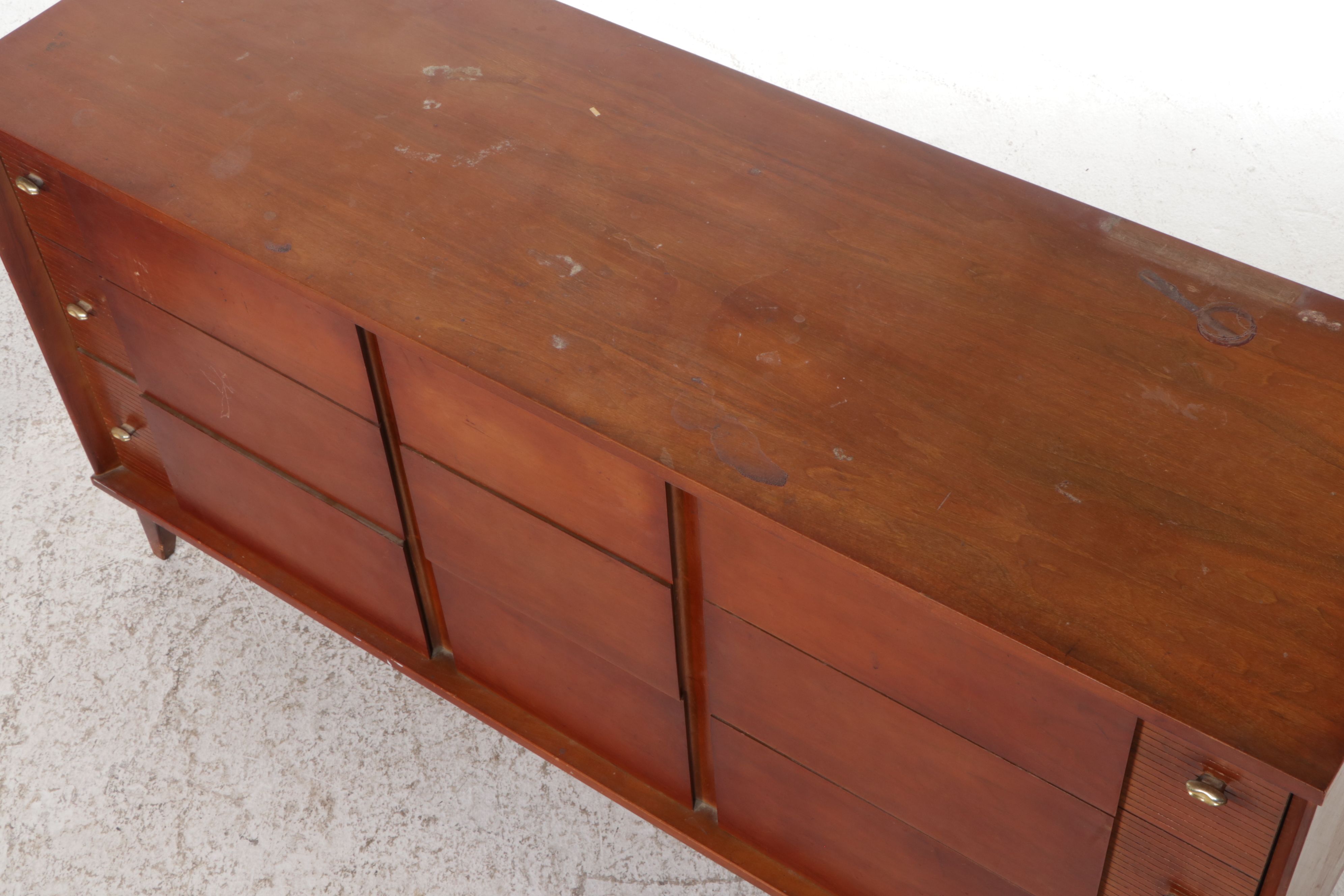 Mid Century Modern Mahogany Nightstand, Dresser and Tall Chest
