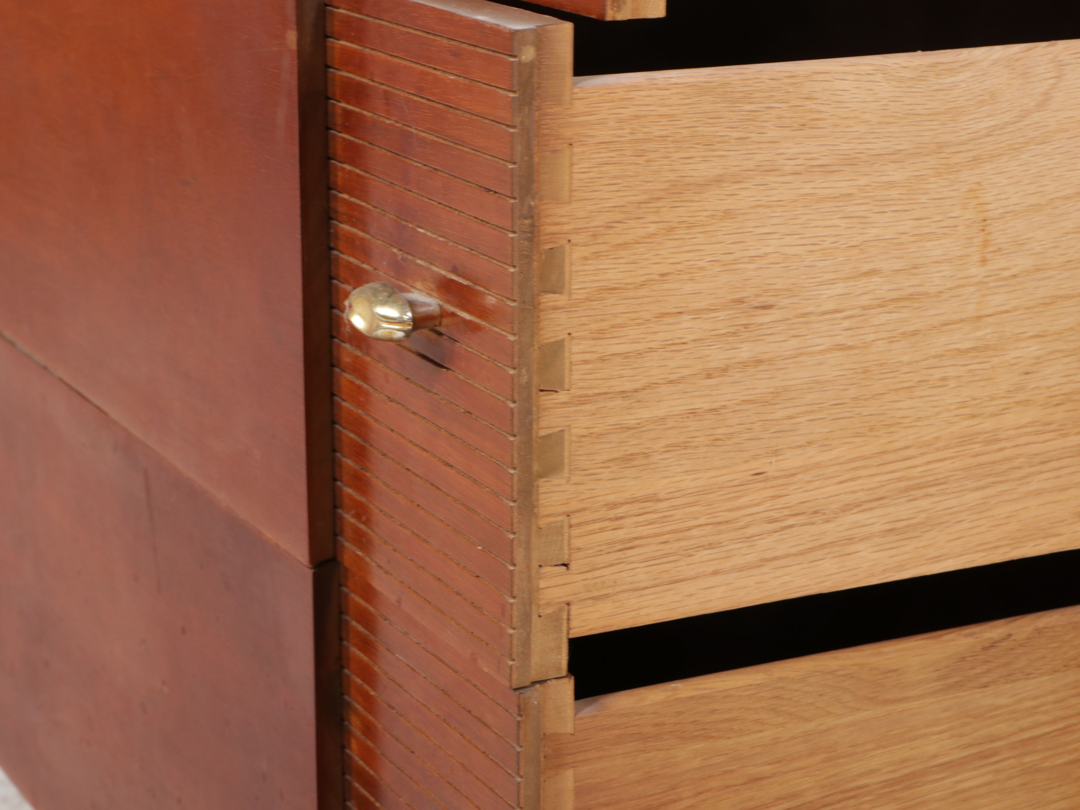 Mid Century Modern Mahogany Nightstand, Dresser and Tall Chest