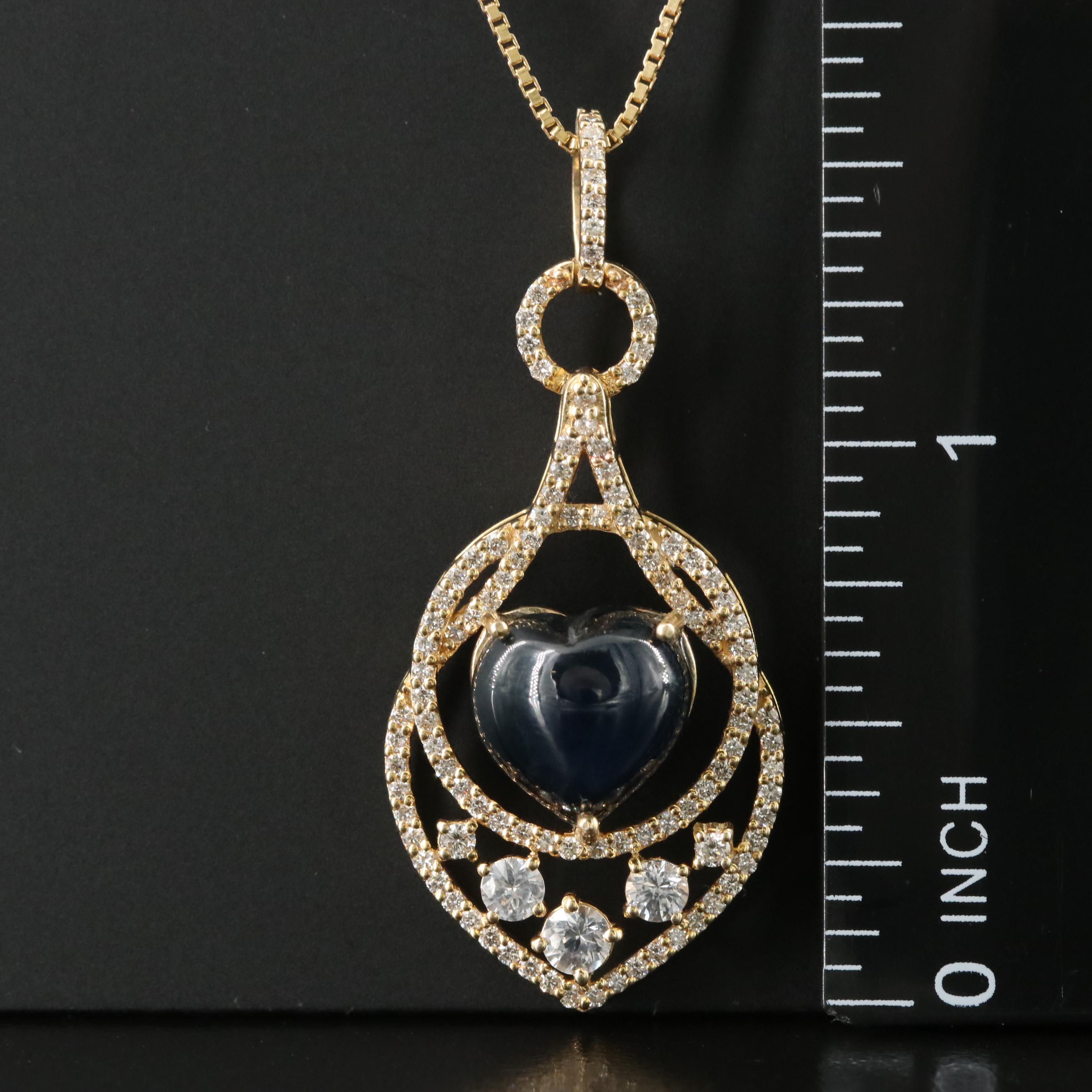 14K 5.35 CT Sapphire, Diamond and White Sapphire Necklace with IGI Report