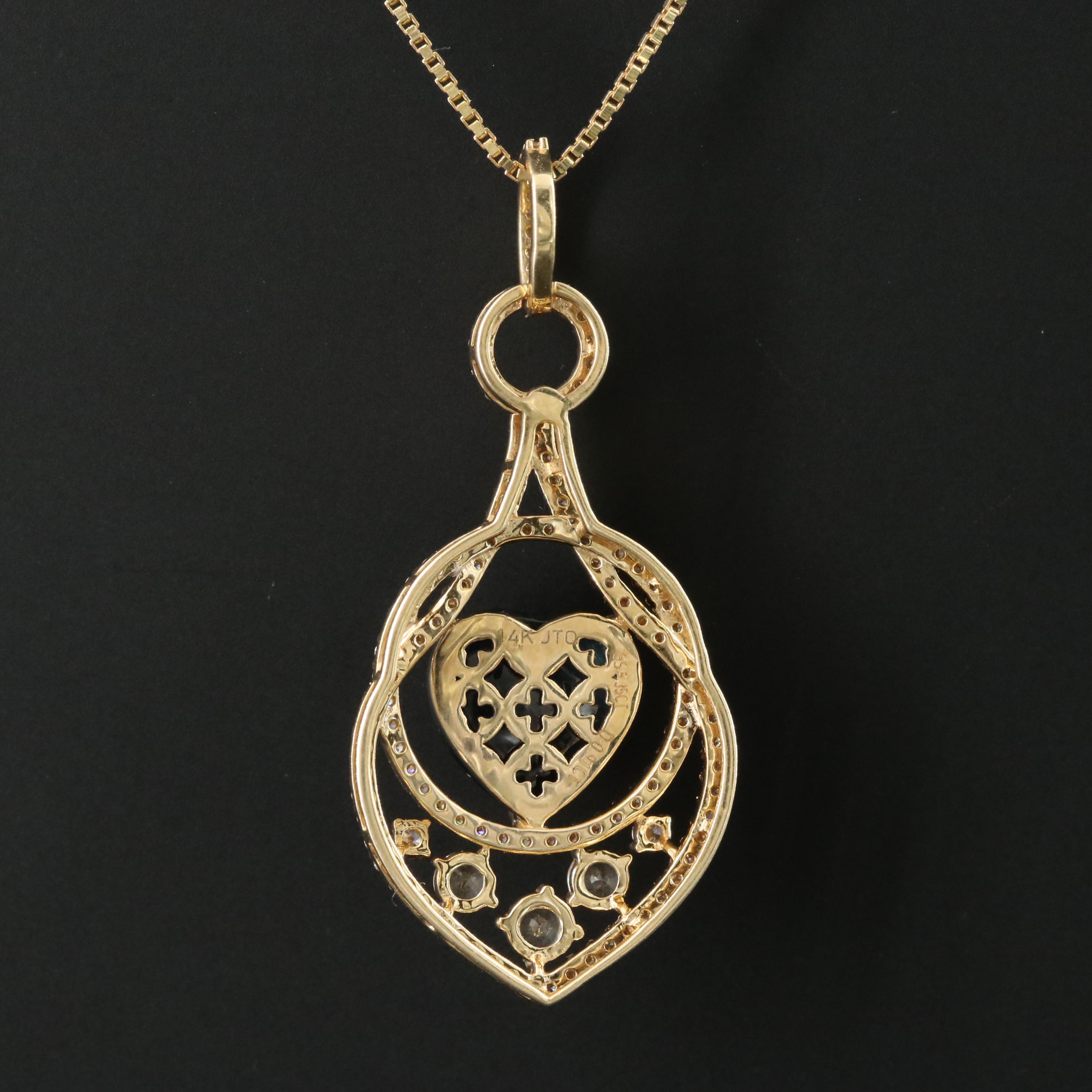 14K 5.35 CT Sapphire, Diamond and White Sapphire Necklace with IGI Report