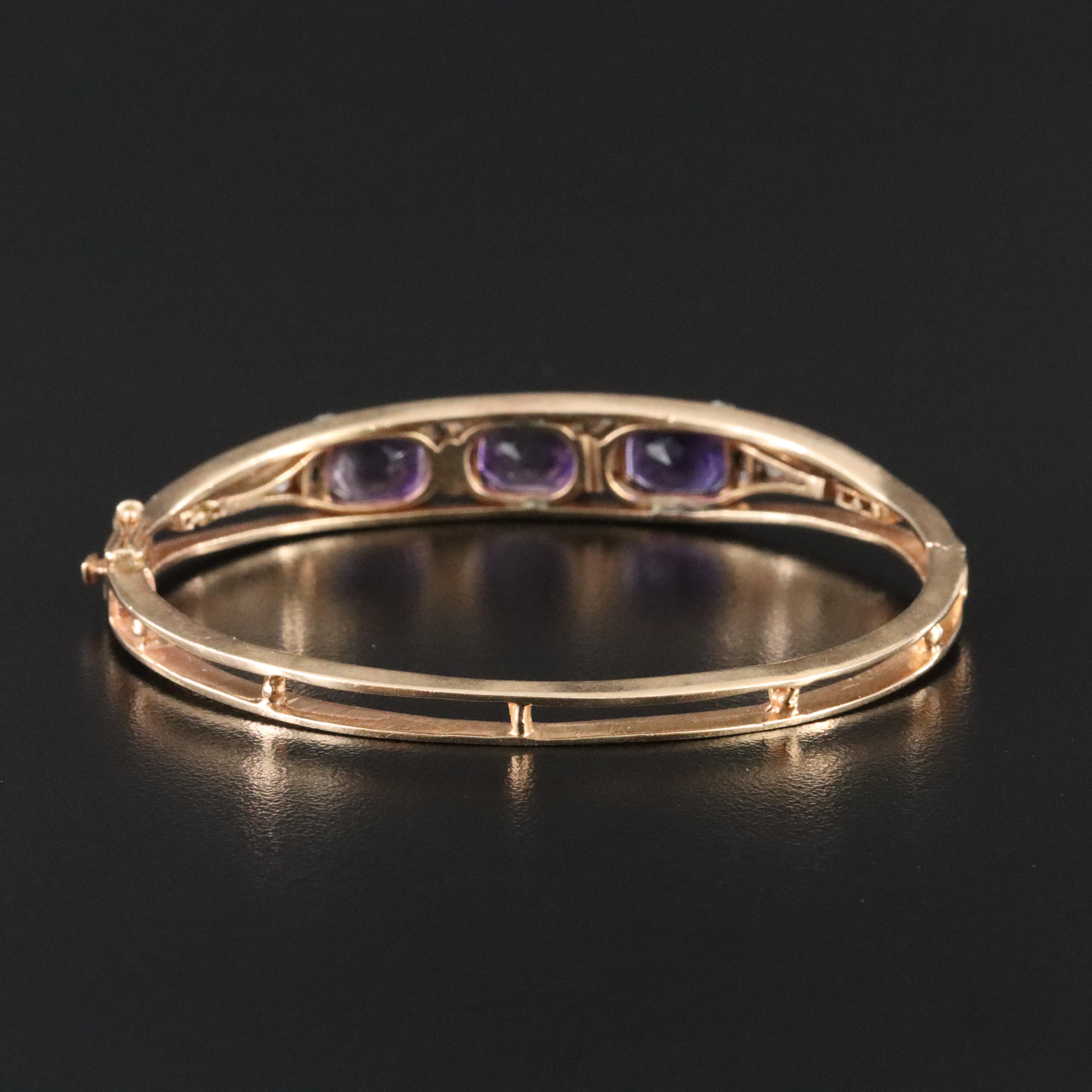 Antique 14K Rose Gold Amethyst and Diamond Bracelet with Platinum Accents
