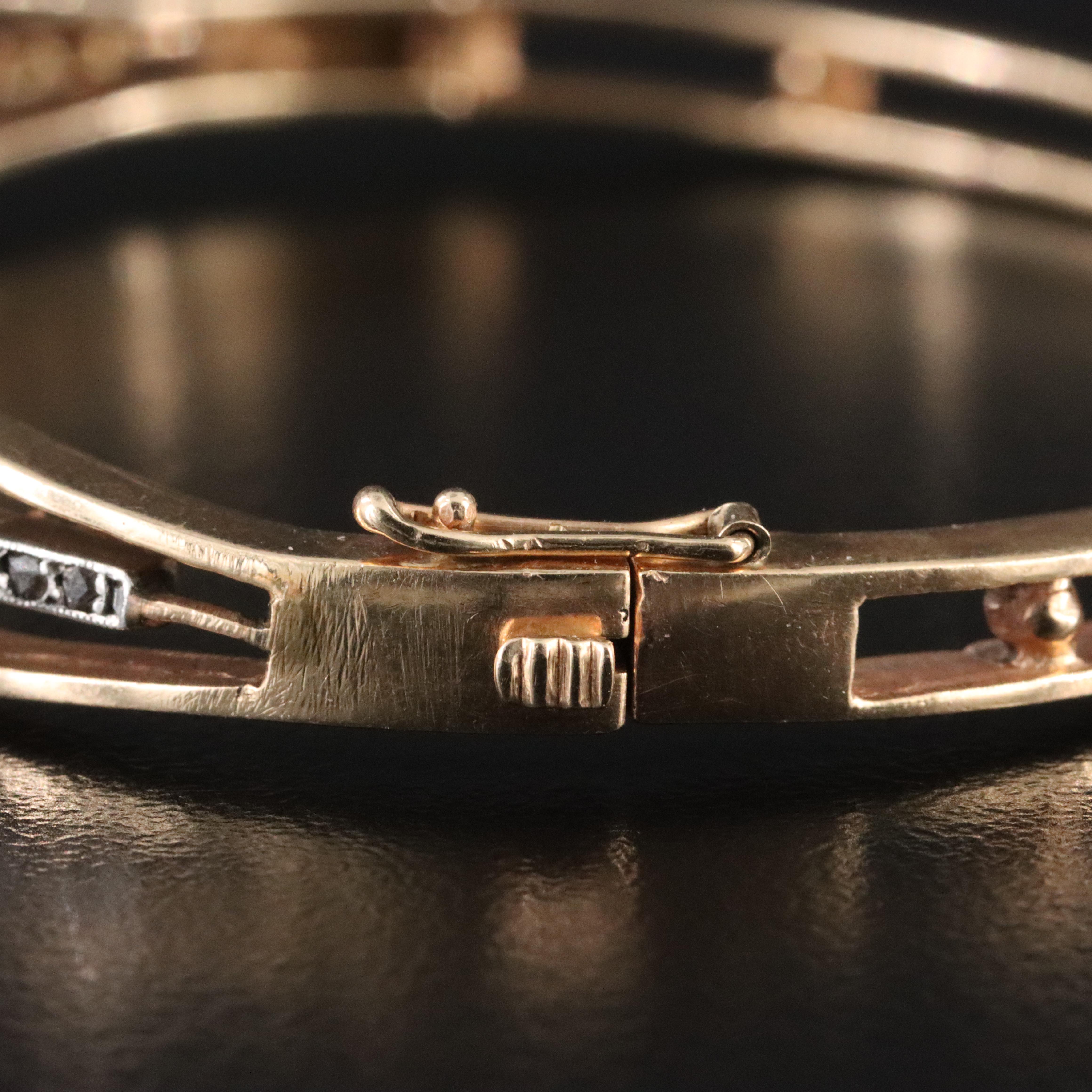 Antique 14K Rose Gold Amethyst and Diamond Bracelet with Platinum Accents