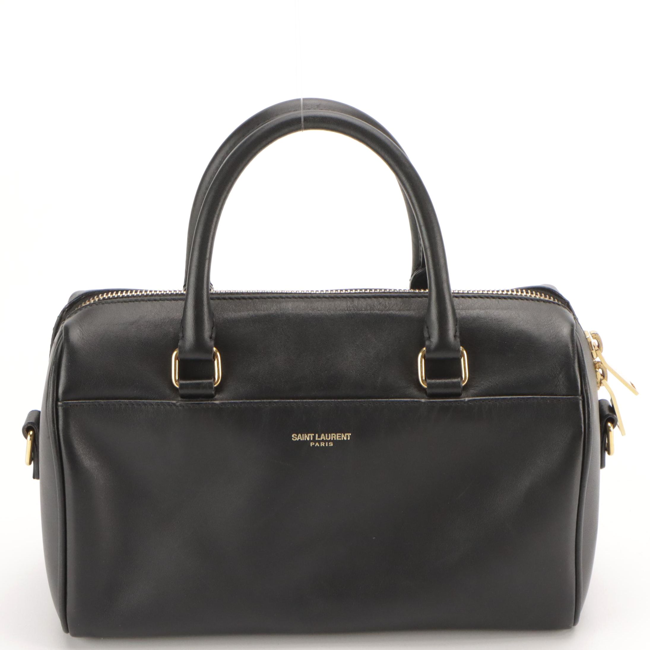 Saint Laurent Baby Duffle Two-Way Bag in Black Calfskin Leather
