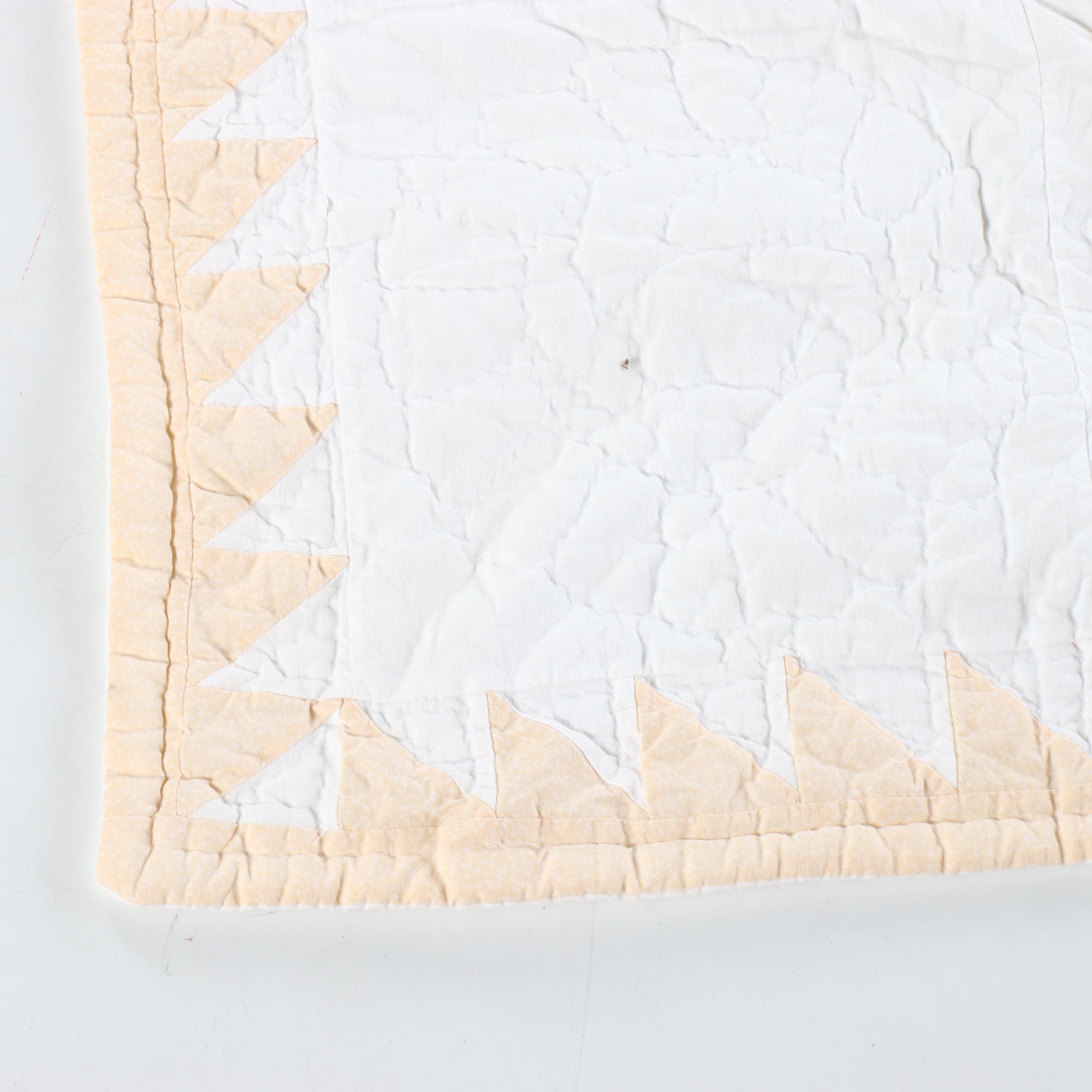 Handmade "Broken Star" Pale Peach and White Quilt