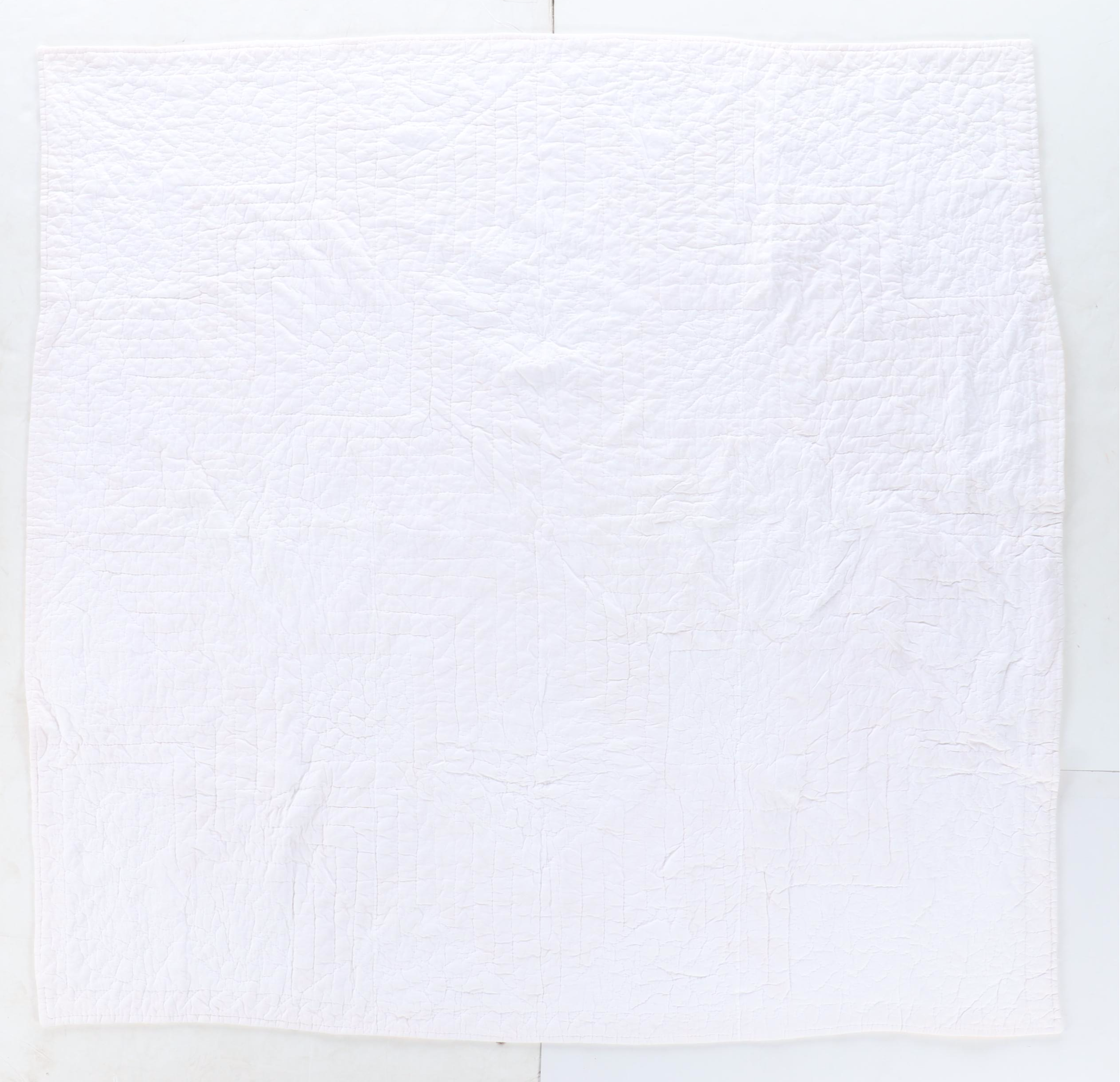 Handmade "Broken Star" Pale Peach and White Quilt