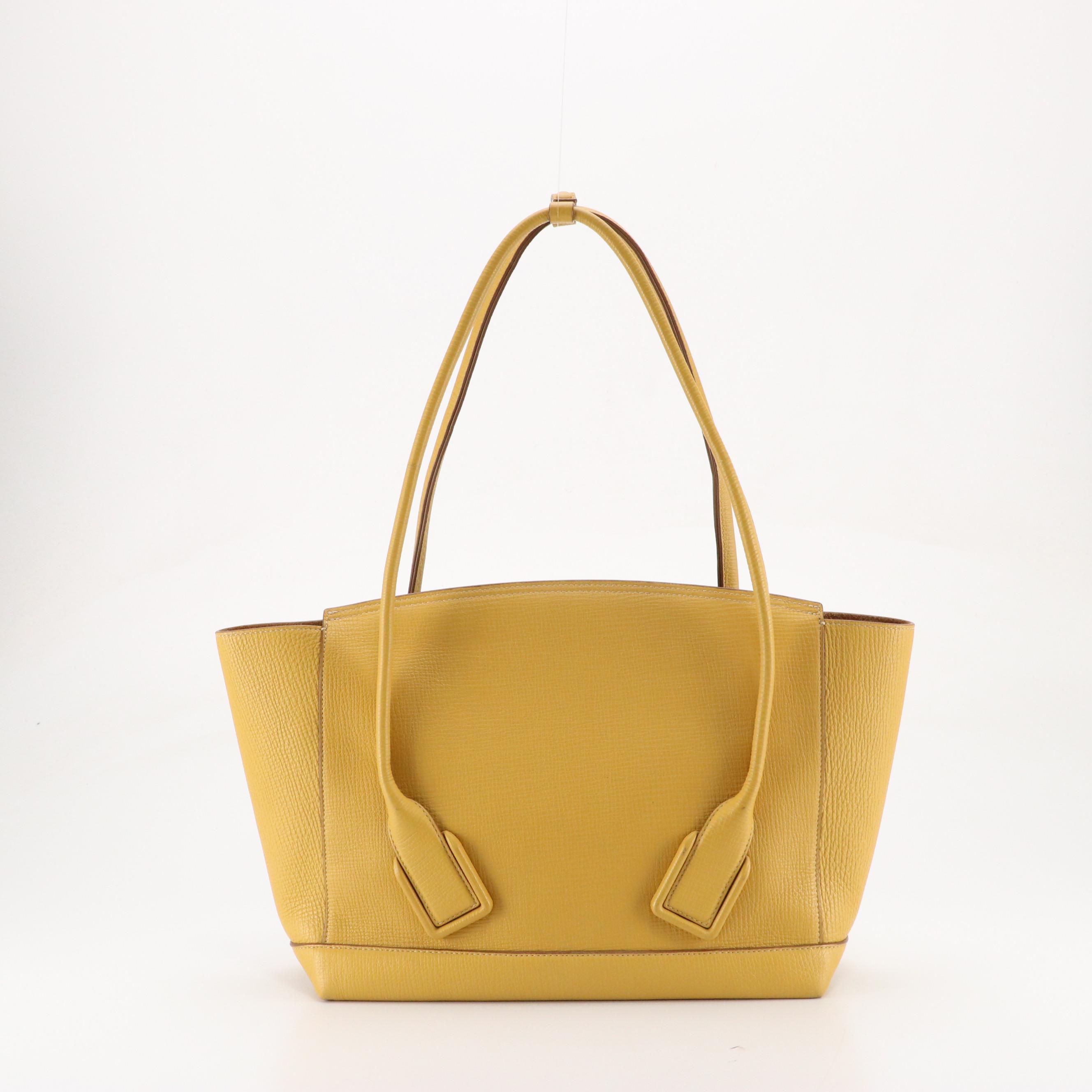 Bottega Veneta Arco Tote in Sunflower Yellow Leather with White Top Stitching