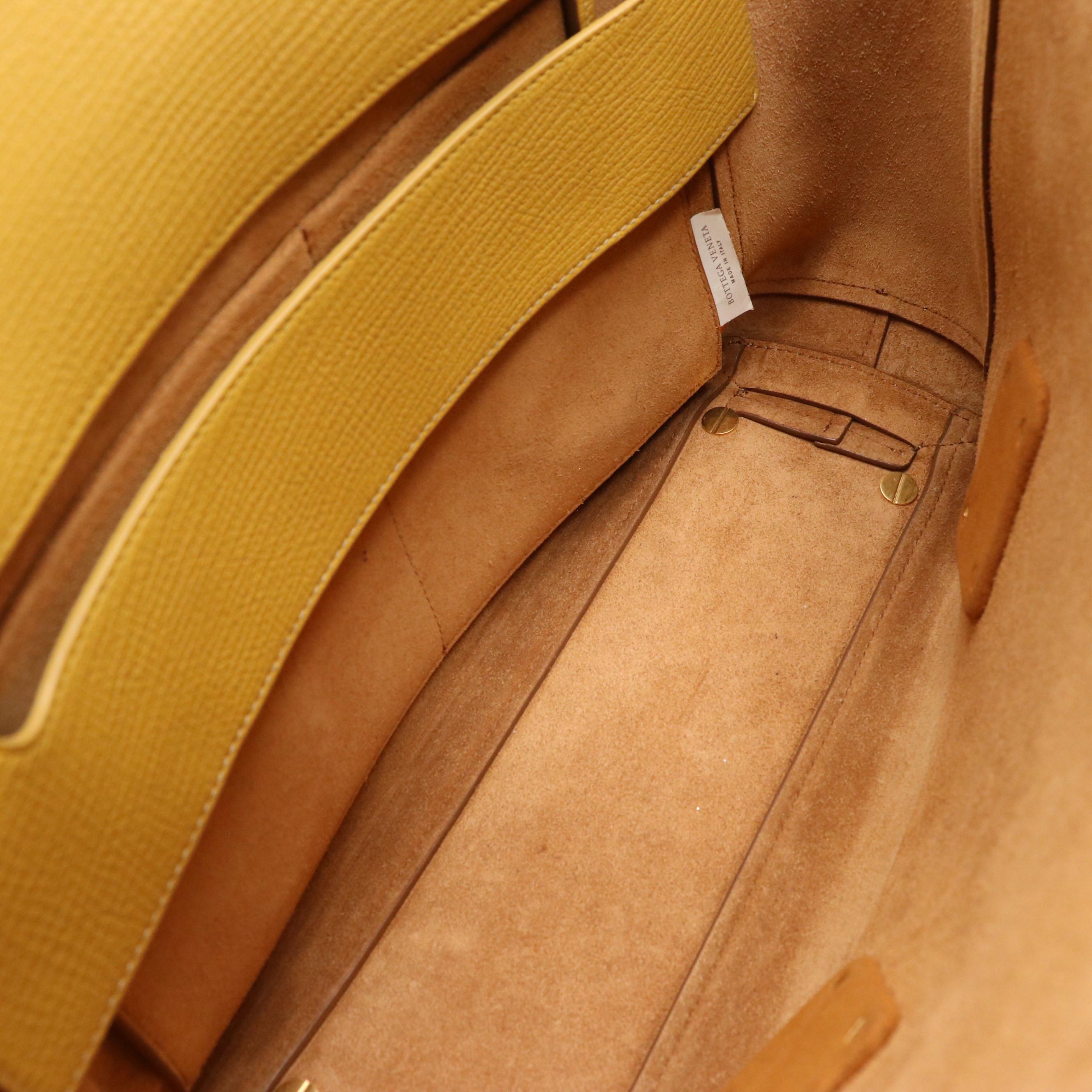 Bottega Veneta Arco Tote in Sunflower Yellow Leather with White Top Stitching