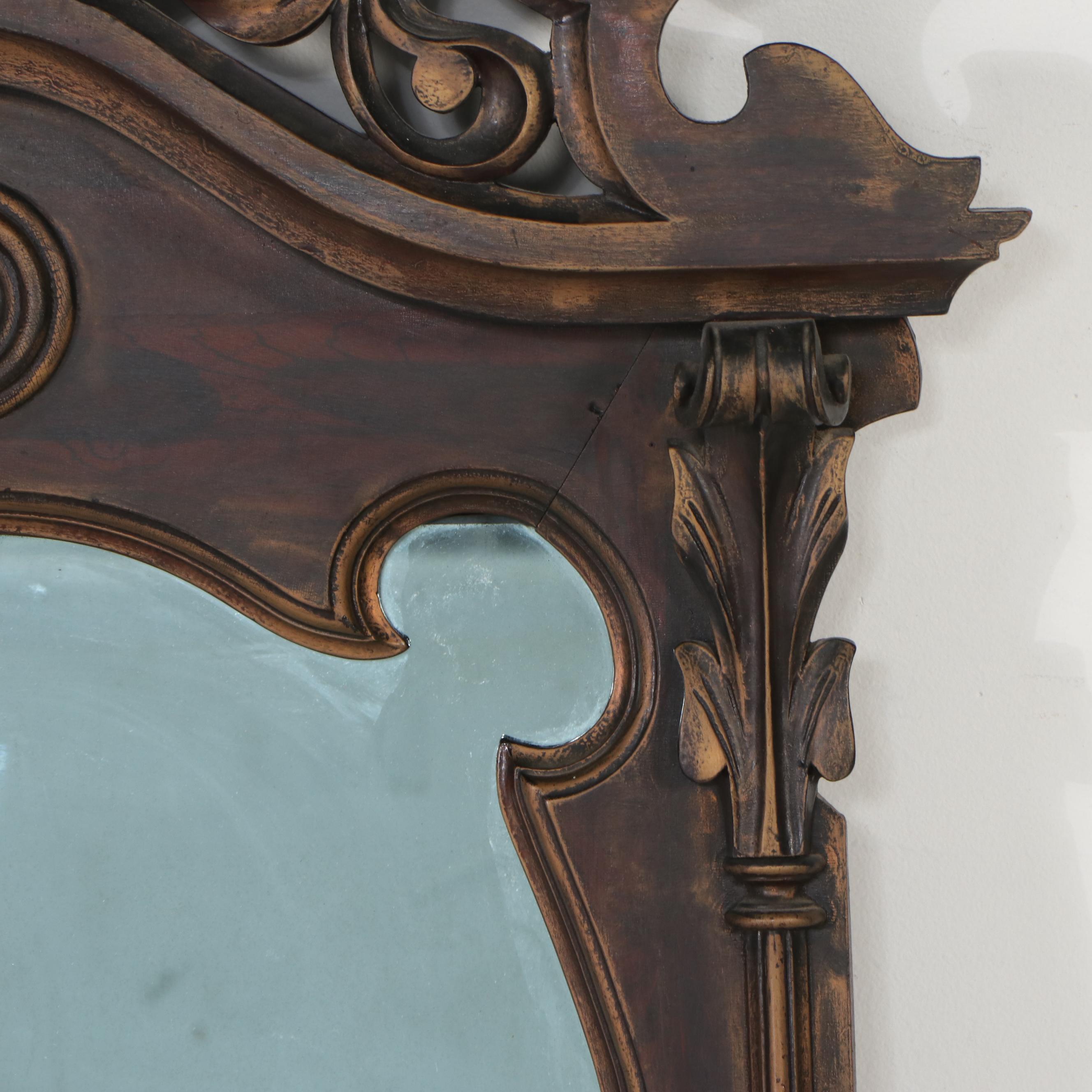 Gothic Revival Style Carved Wood Wall Mirror, Late 19th/ Early 20th Century