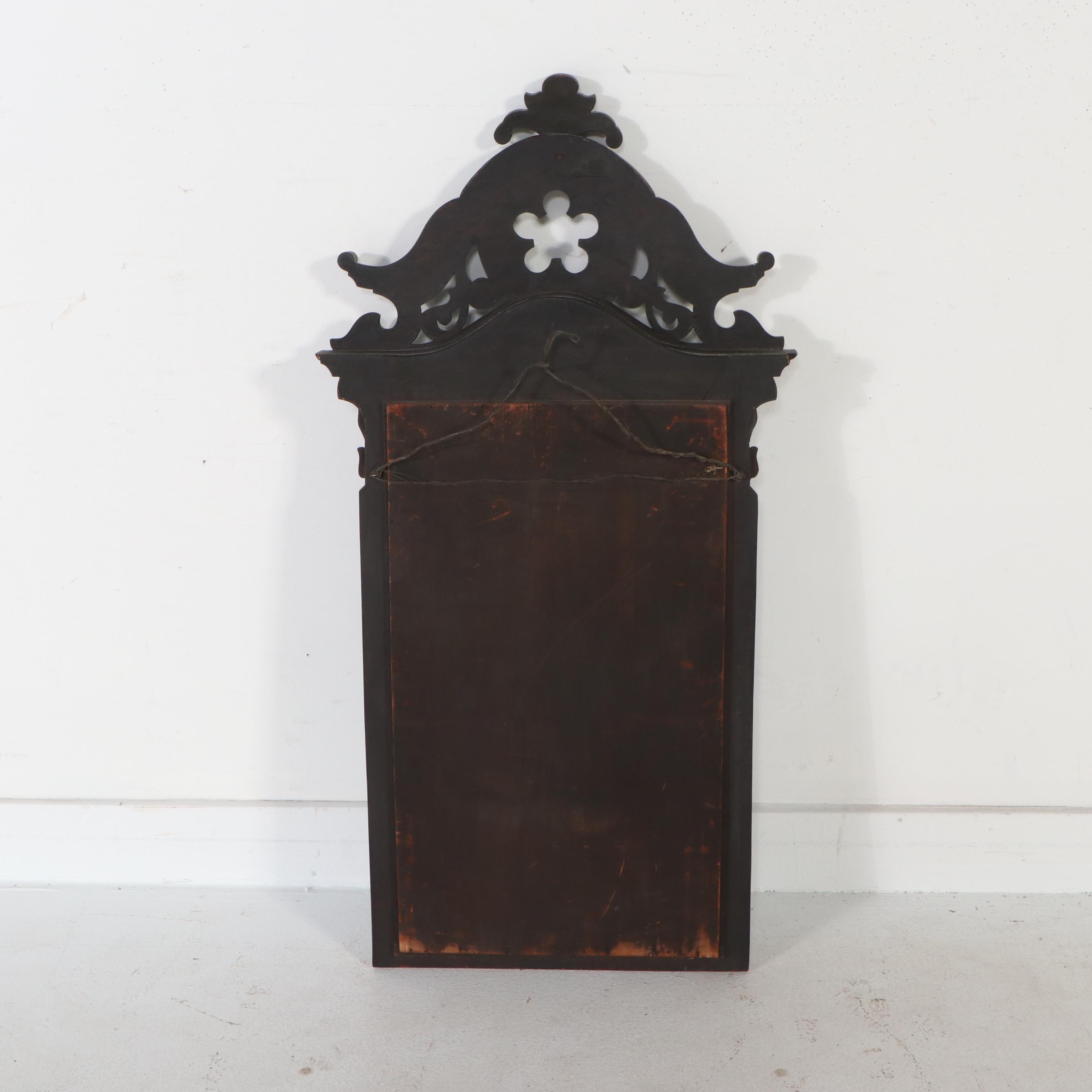 Gothic Revival Style Carved Wood Wall Mirror, Late 19th/ Early 20th Century