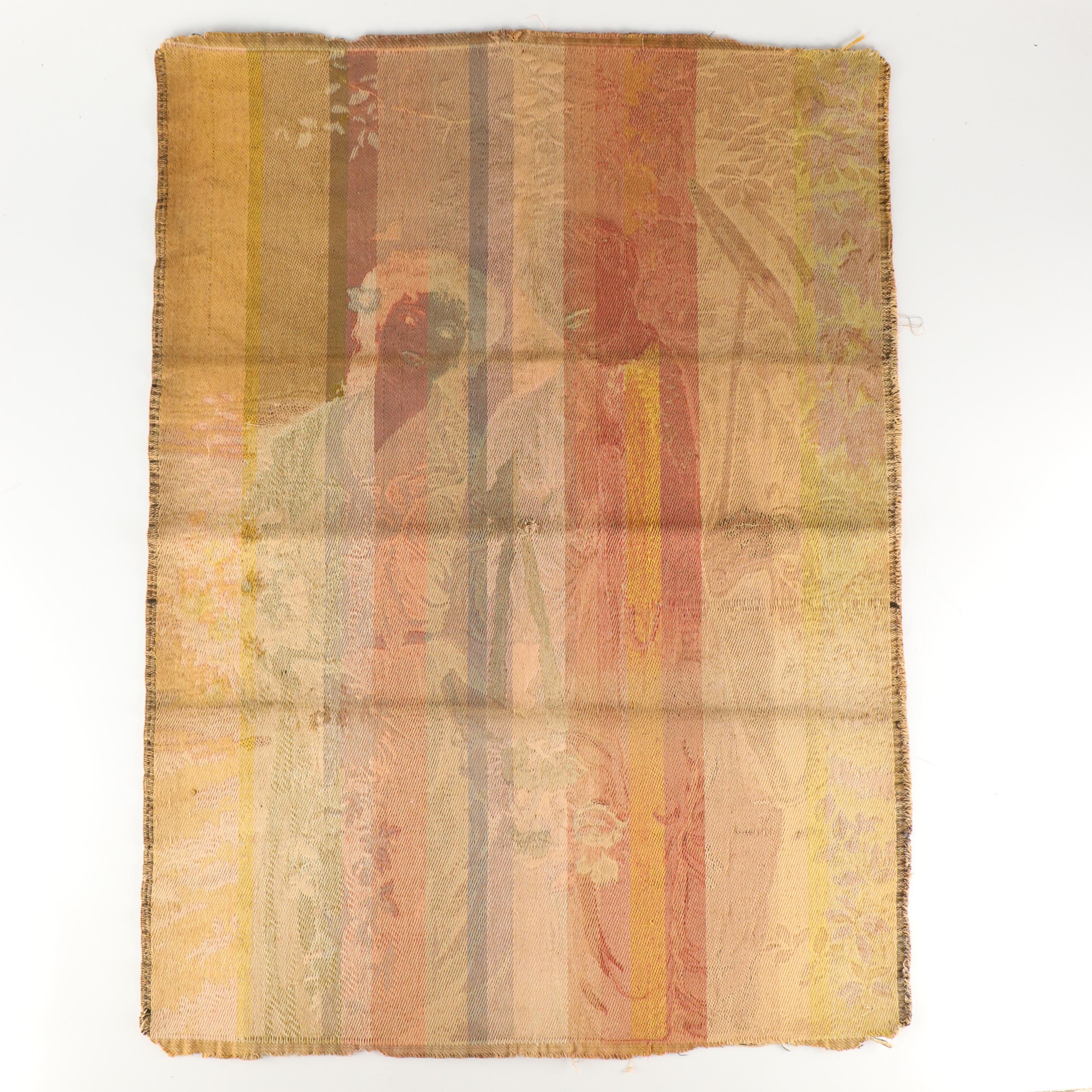 French Mechanic Jacquard Tapestry of Strolling Couple After Achille-Fould