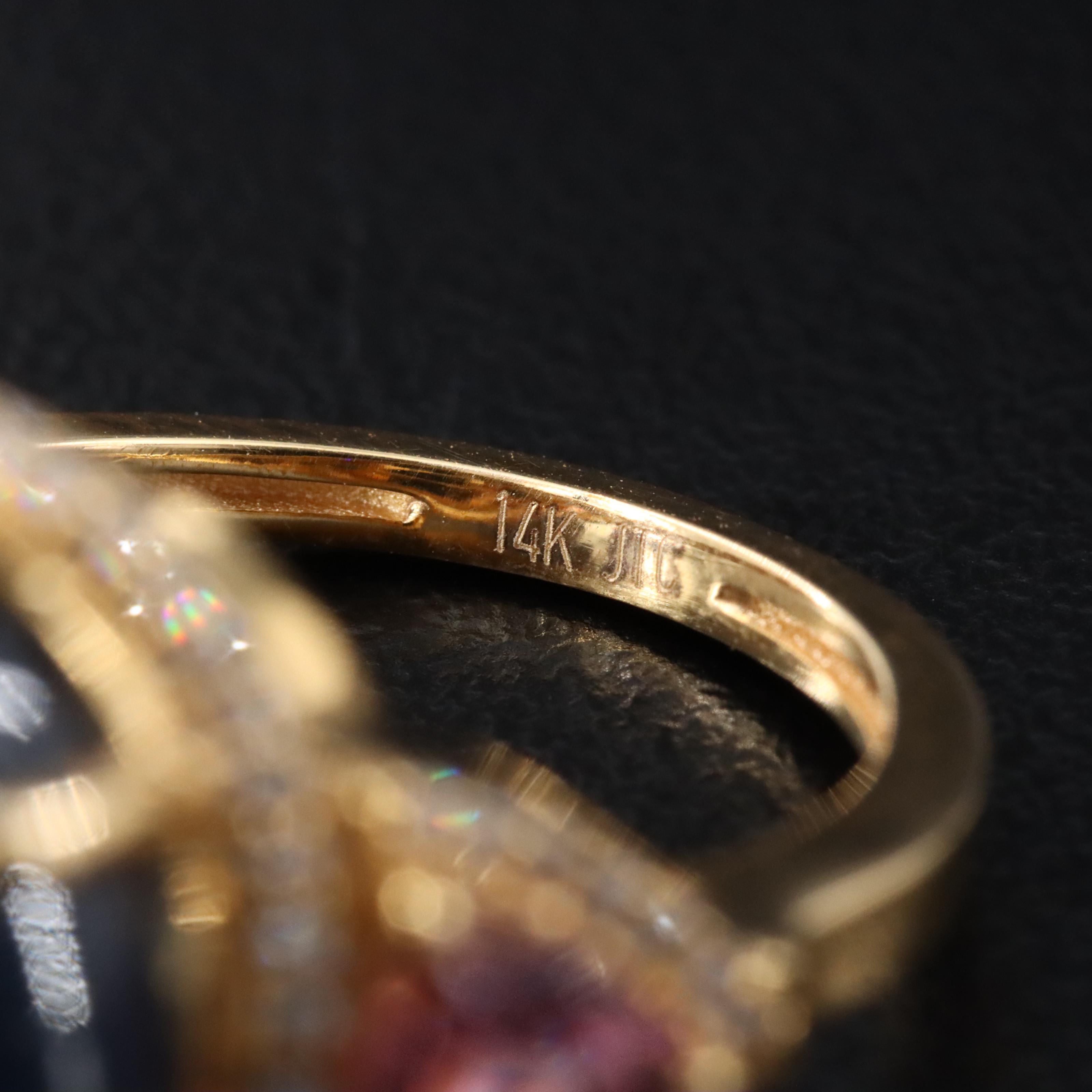 14K 13.66 CT Sapphire, Diamond and Tourmaline Ring with IGI Report