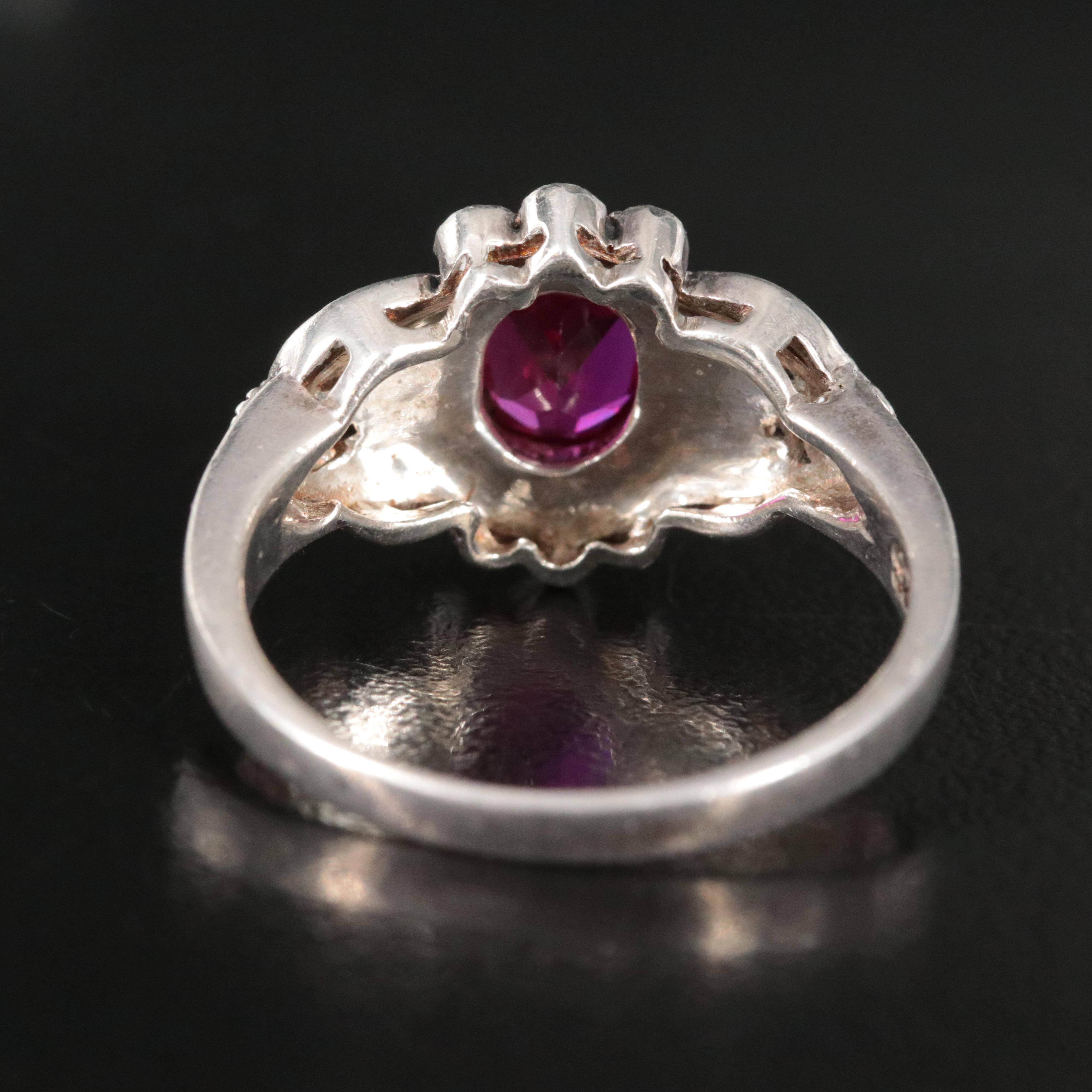 Sterling Ruby and Marcasite Ring