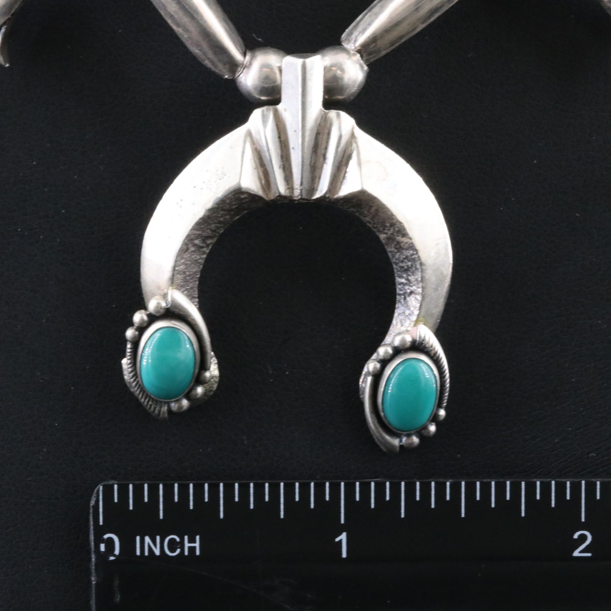 Sterling Turquoise Squash Blossom Necklace