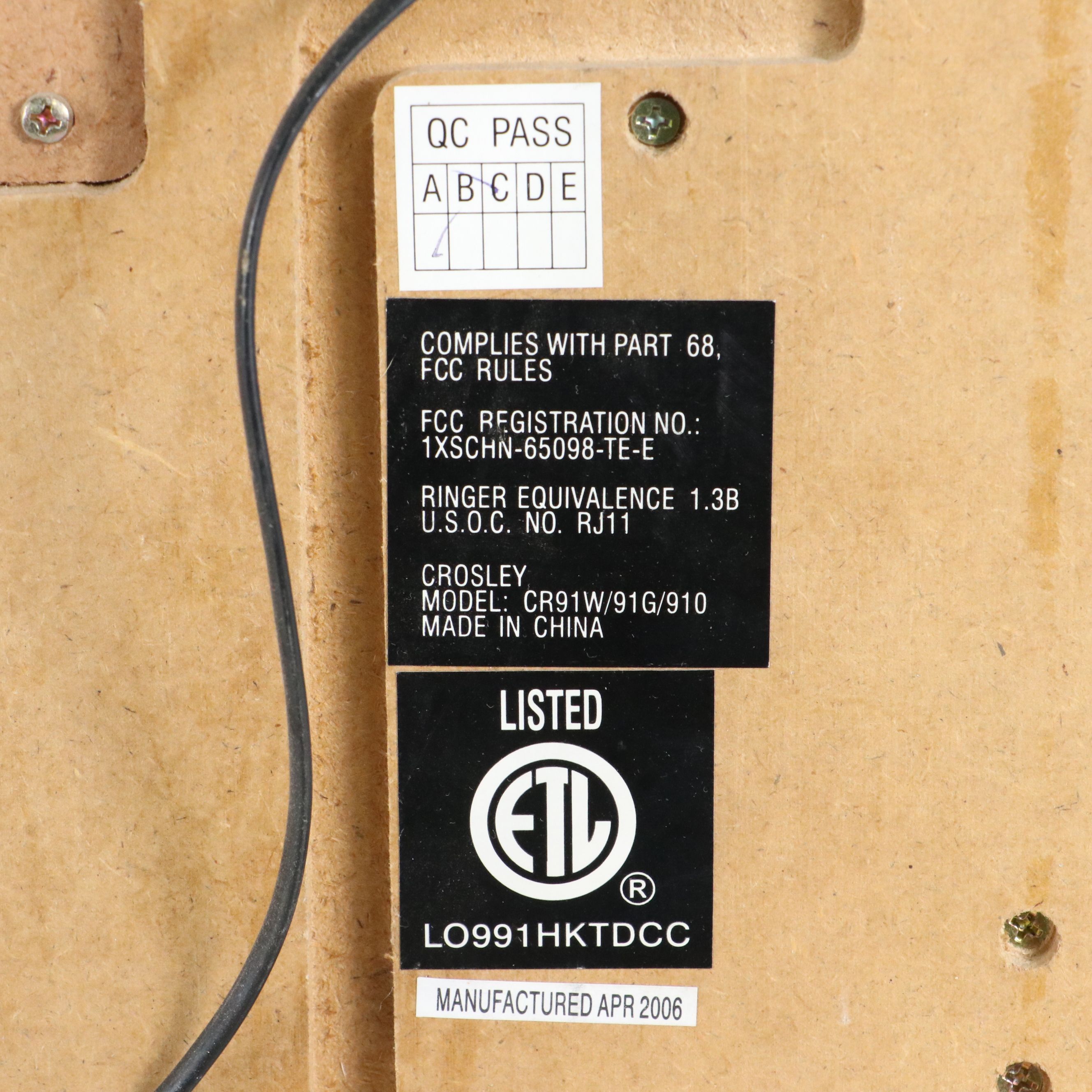 Crosley Limited Edition Wall Telephone in Oak Case, 2006