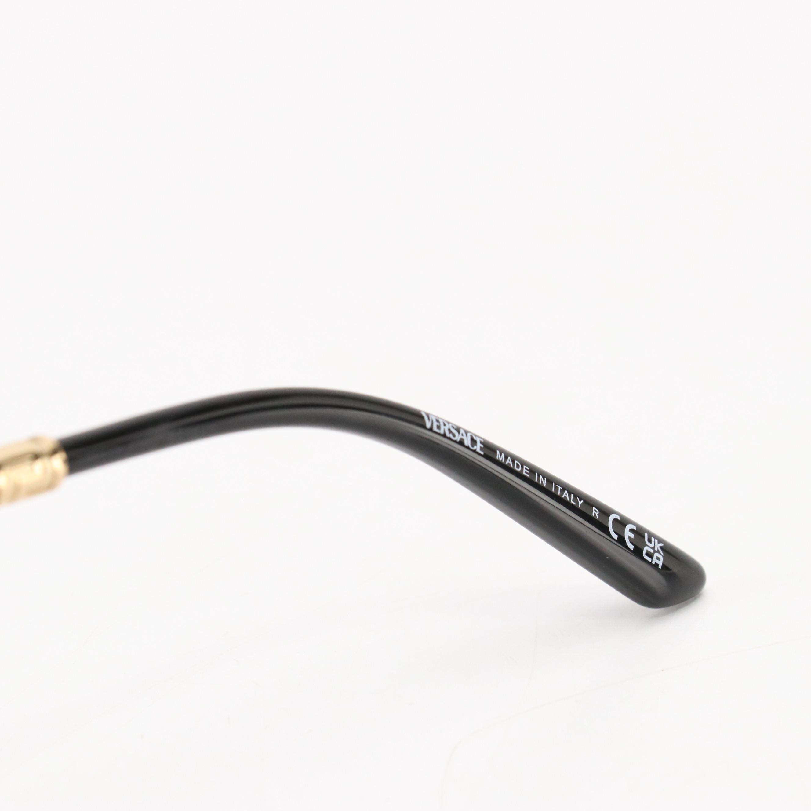 Versace Tubular Greca Cat-Eye Sunglasses in Black and Gold