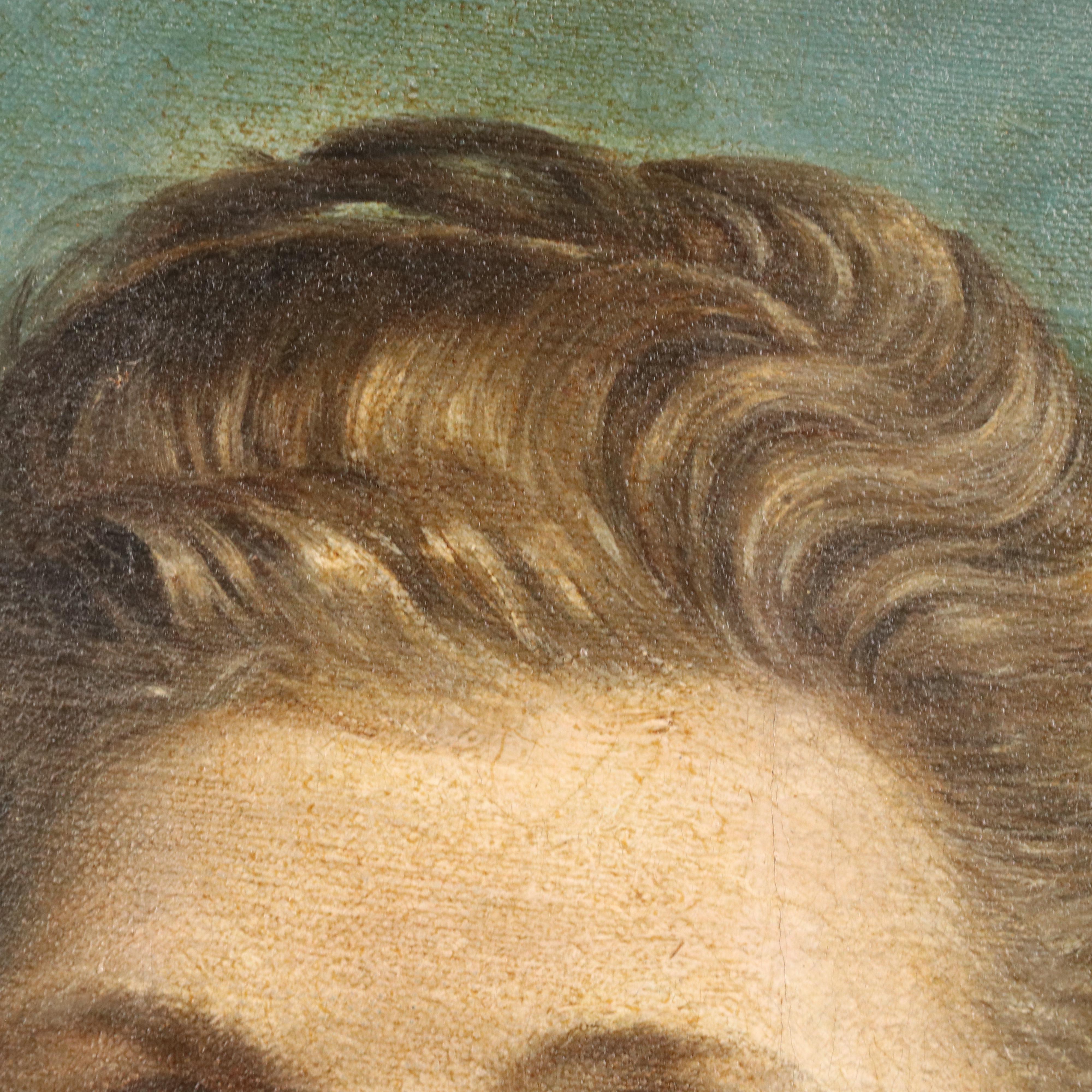 Portrait Oil Painting of a Woman in Black, Late 19th Century