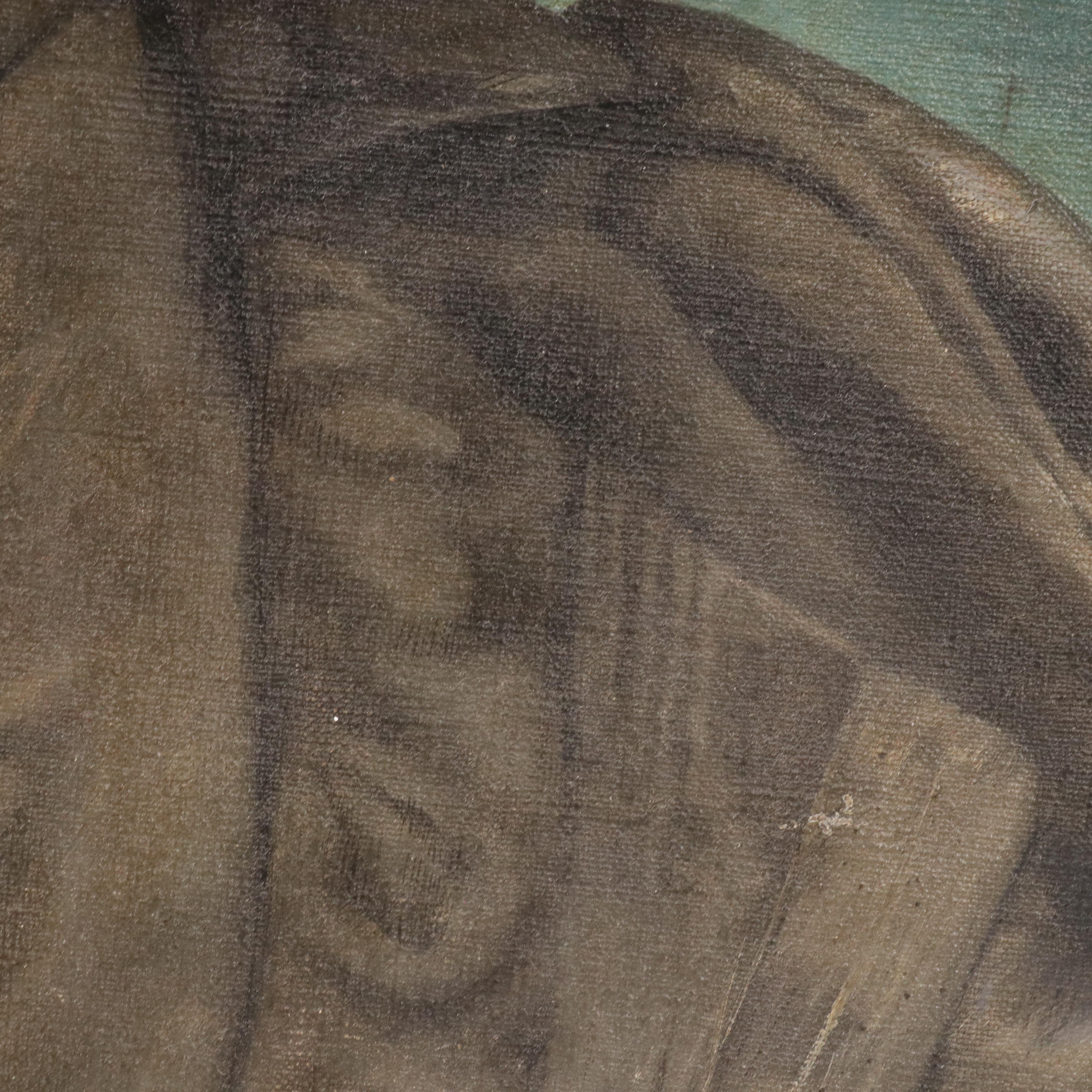 Portrait Oil Painting of a Woman in Black, Late 19th Century