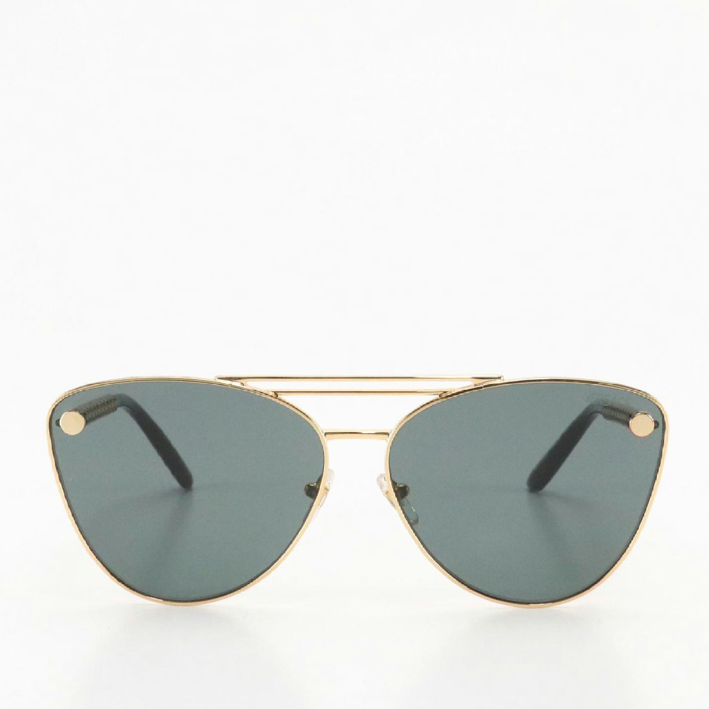 Versace Tubular Greca Cat-Eye Sunglasses in Black and Gold