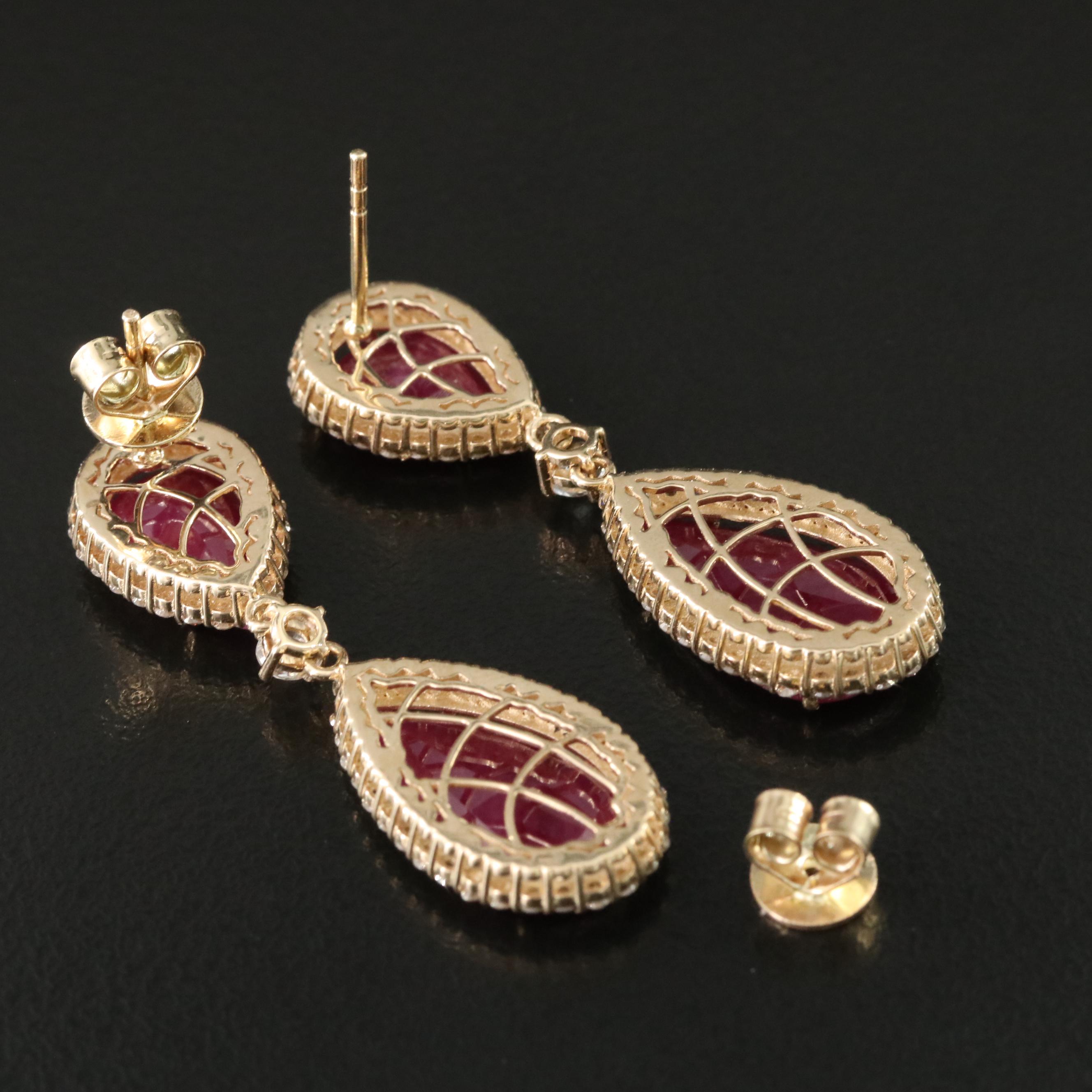 14K 11.73 CTW Ruby, White Sapphire and 1.02 CTW Diamond Earrings with IGI Report