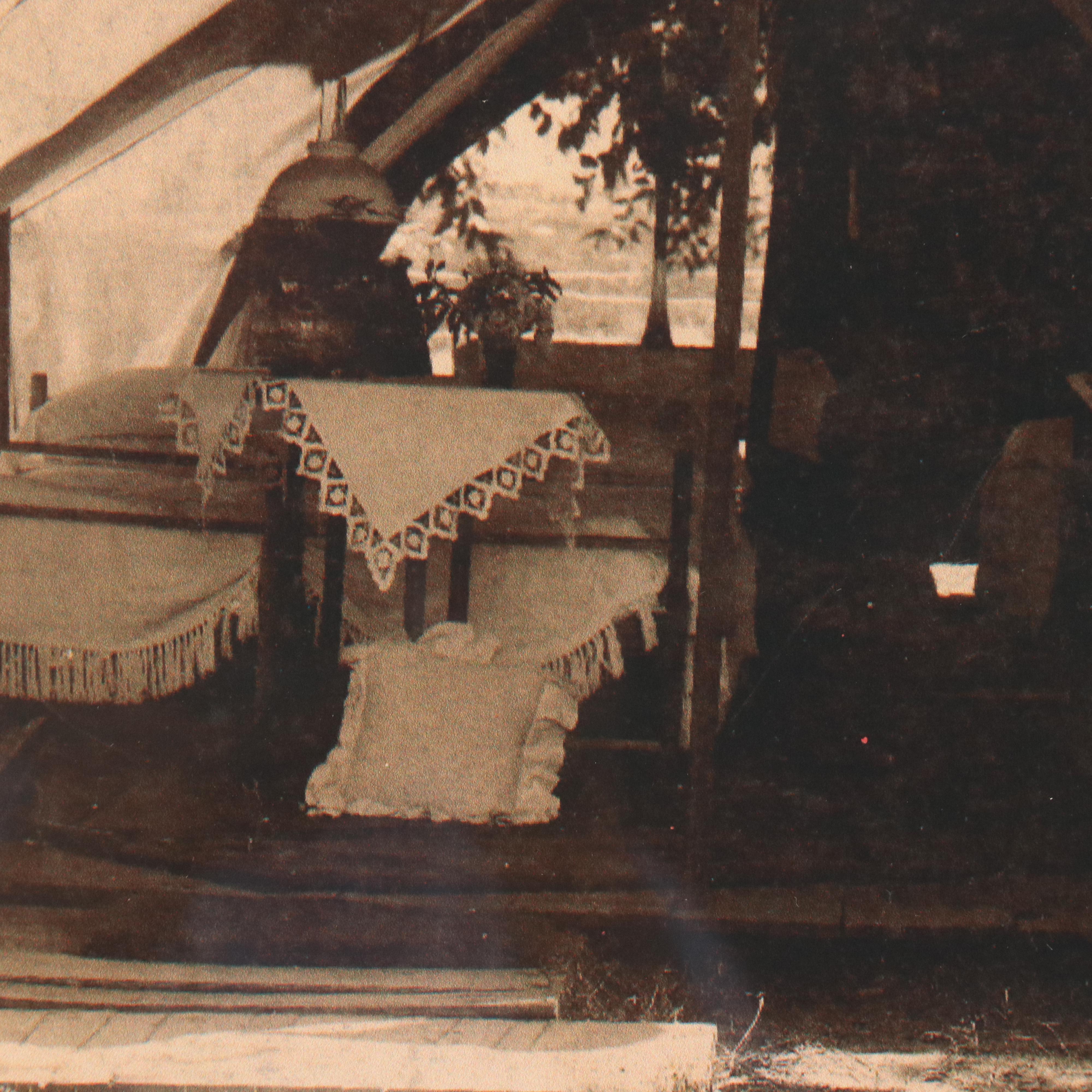 Photographic Collotype of Figures with "Blarney Castle" Tent