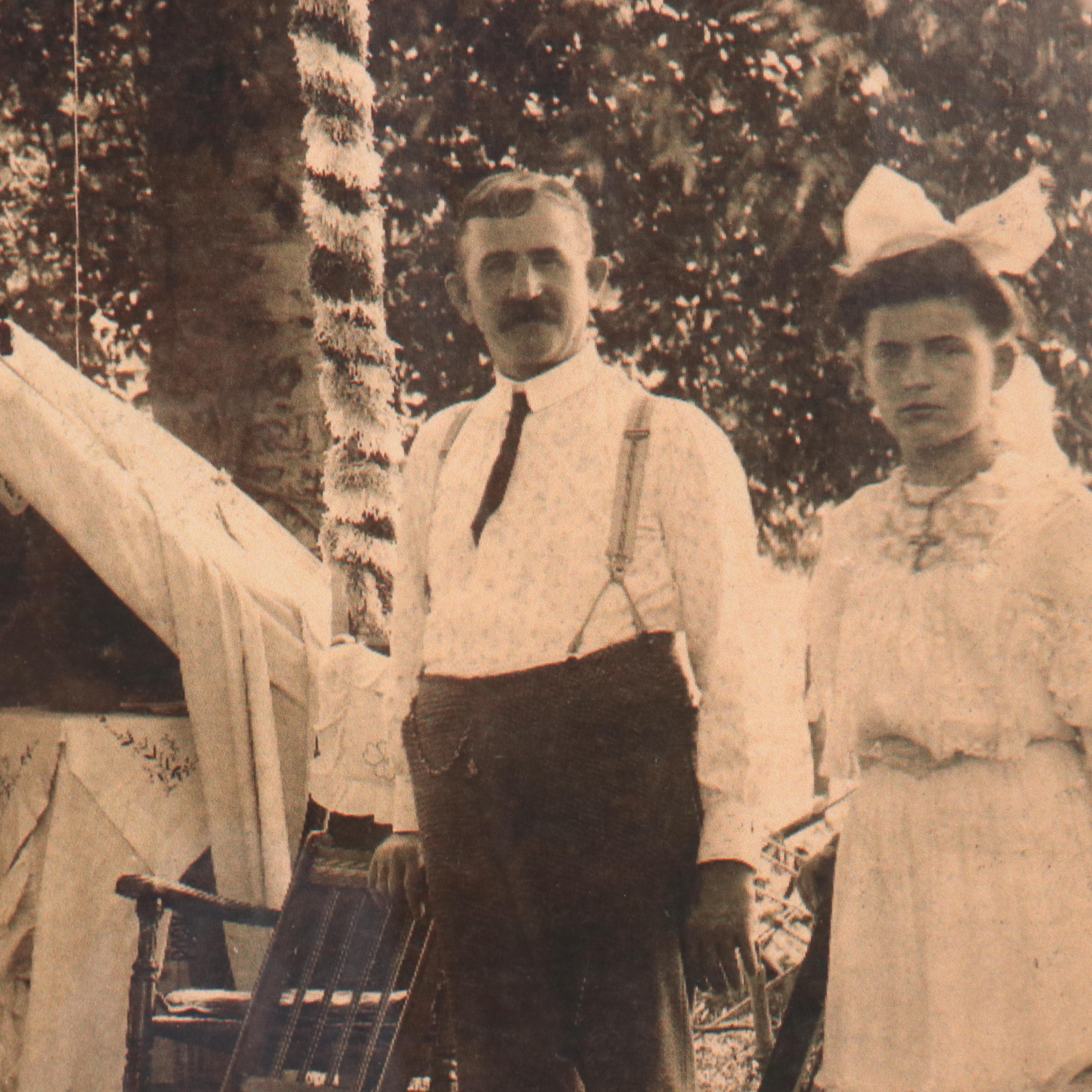 Photographic Collotype of Figures with "Blarney Castle" Tent