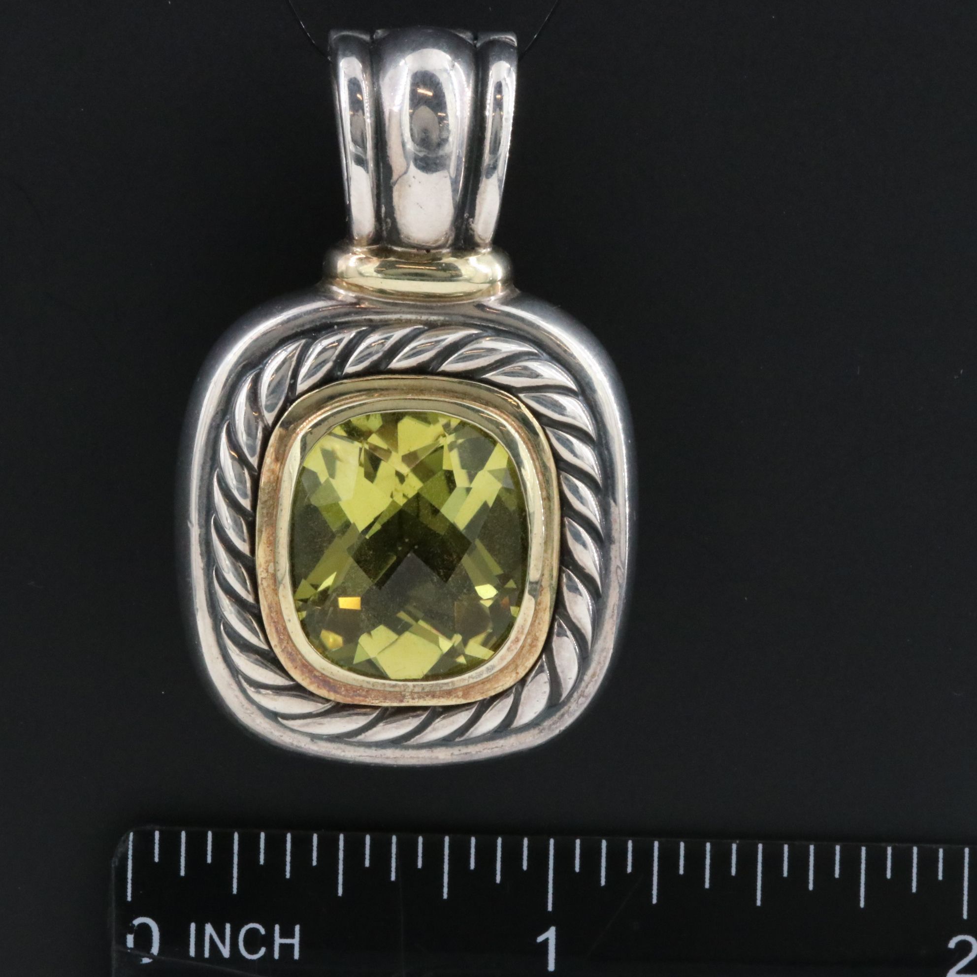 David Yurman Albion Sterling Citrine Enhancer Pendant with 14K Accents