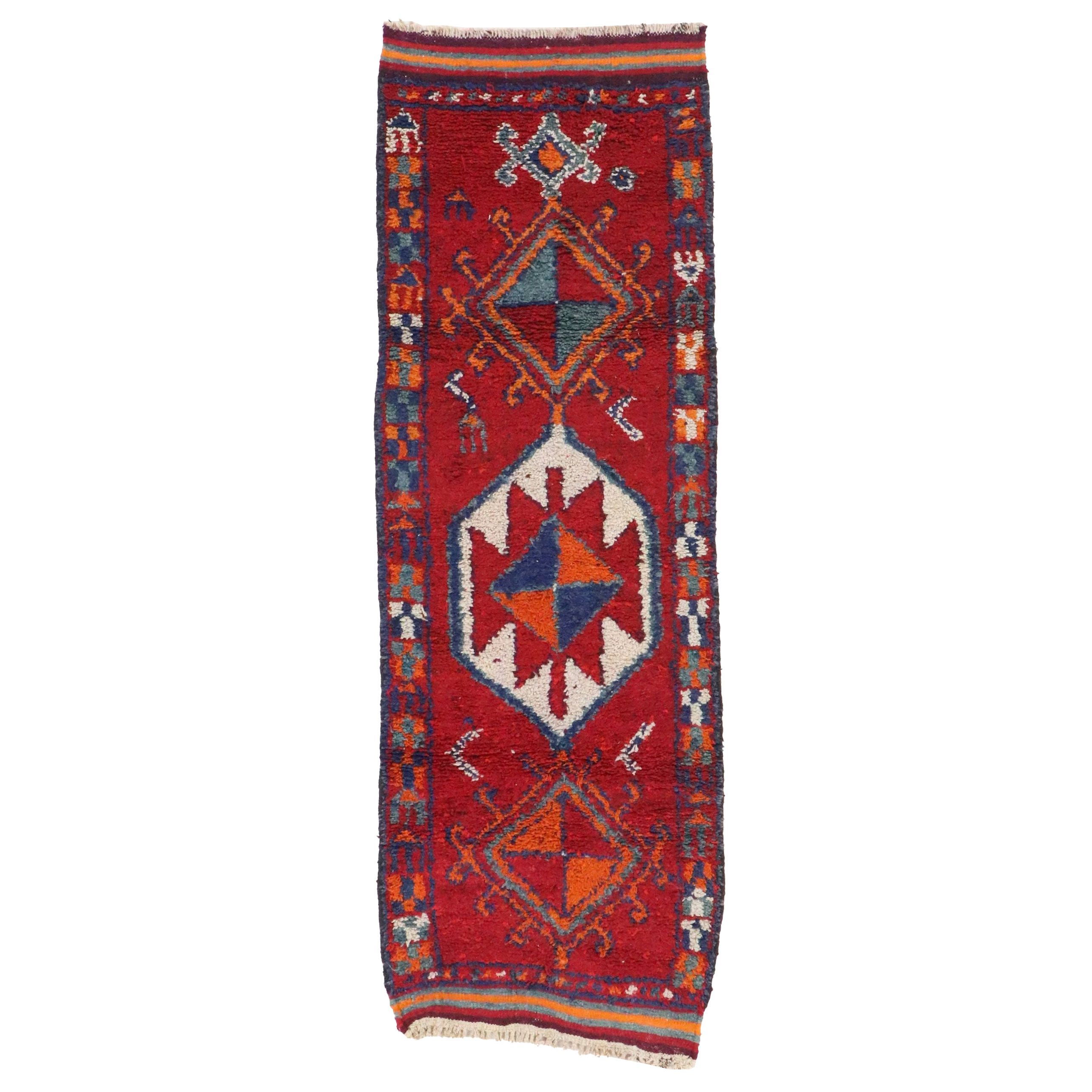 3'4 x 10' Hand-Knotted Moroccan Berber Long Rug