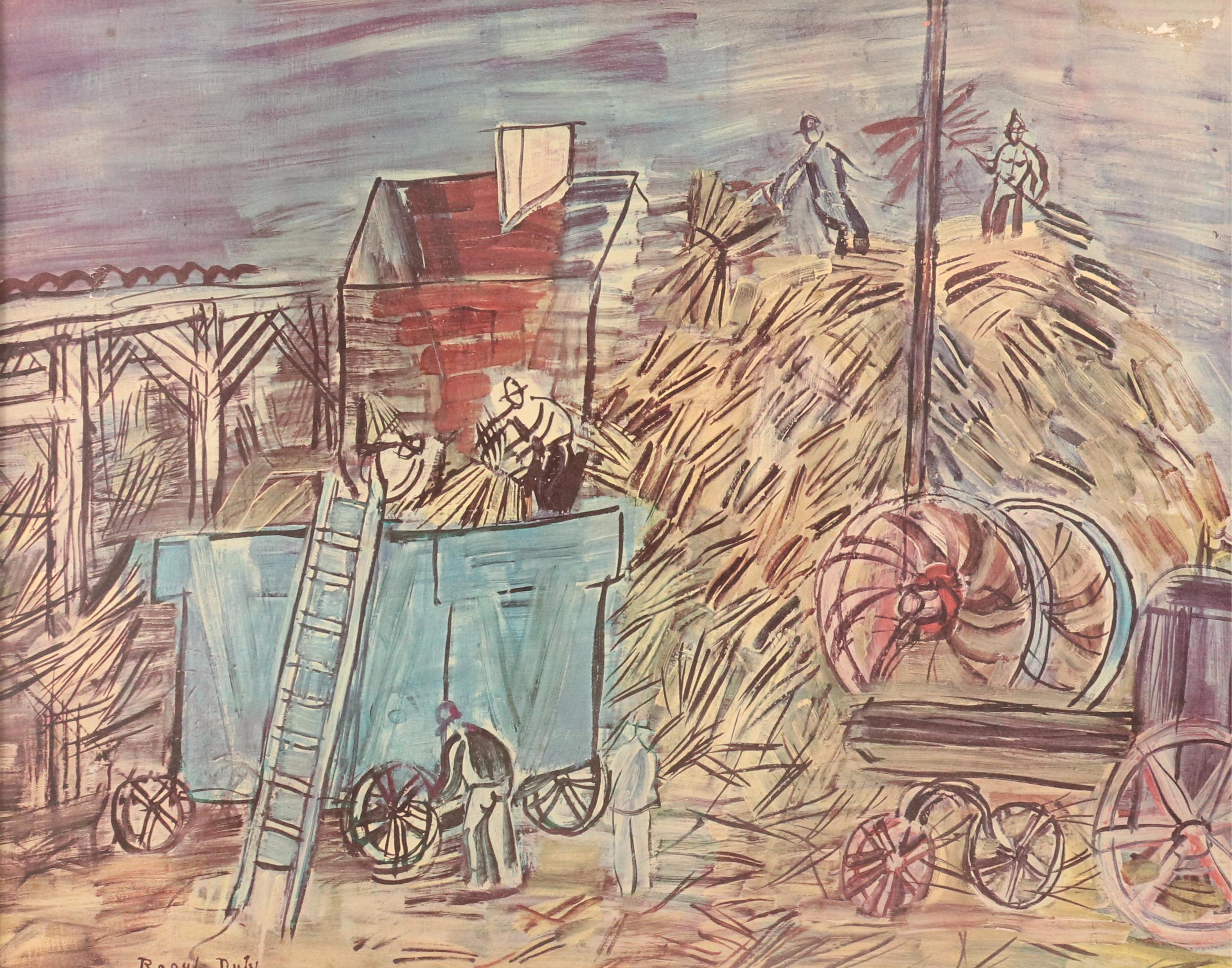 Offset Lithograph "Threshing with a Blue Machine" After Raoul Dufy