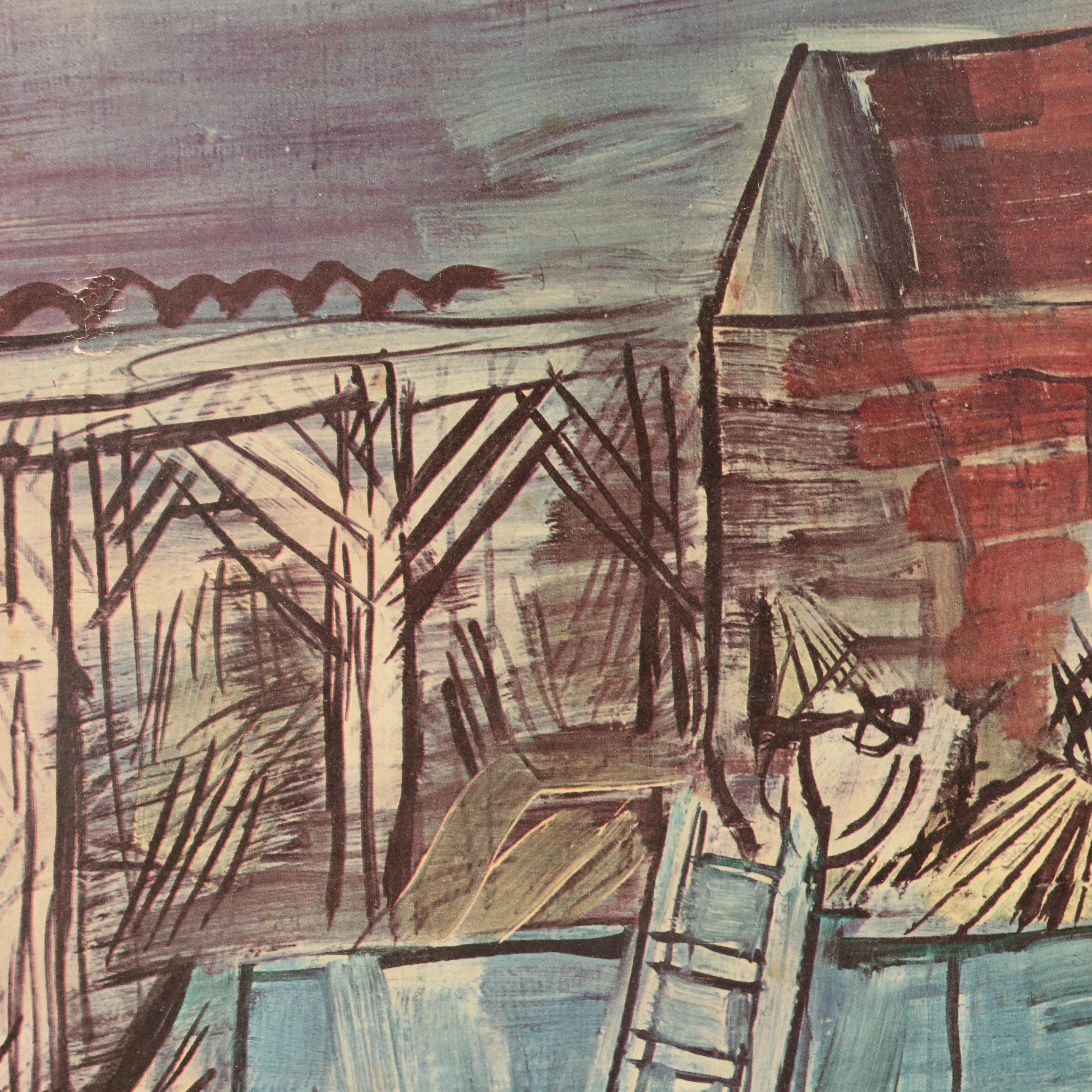 Offset Lithograph "Threshing with a Blue Machine" After Raoul Dufy