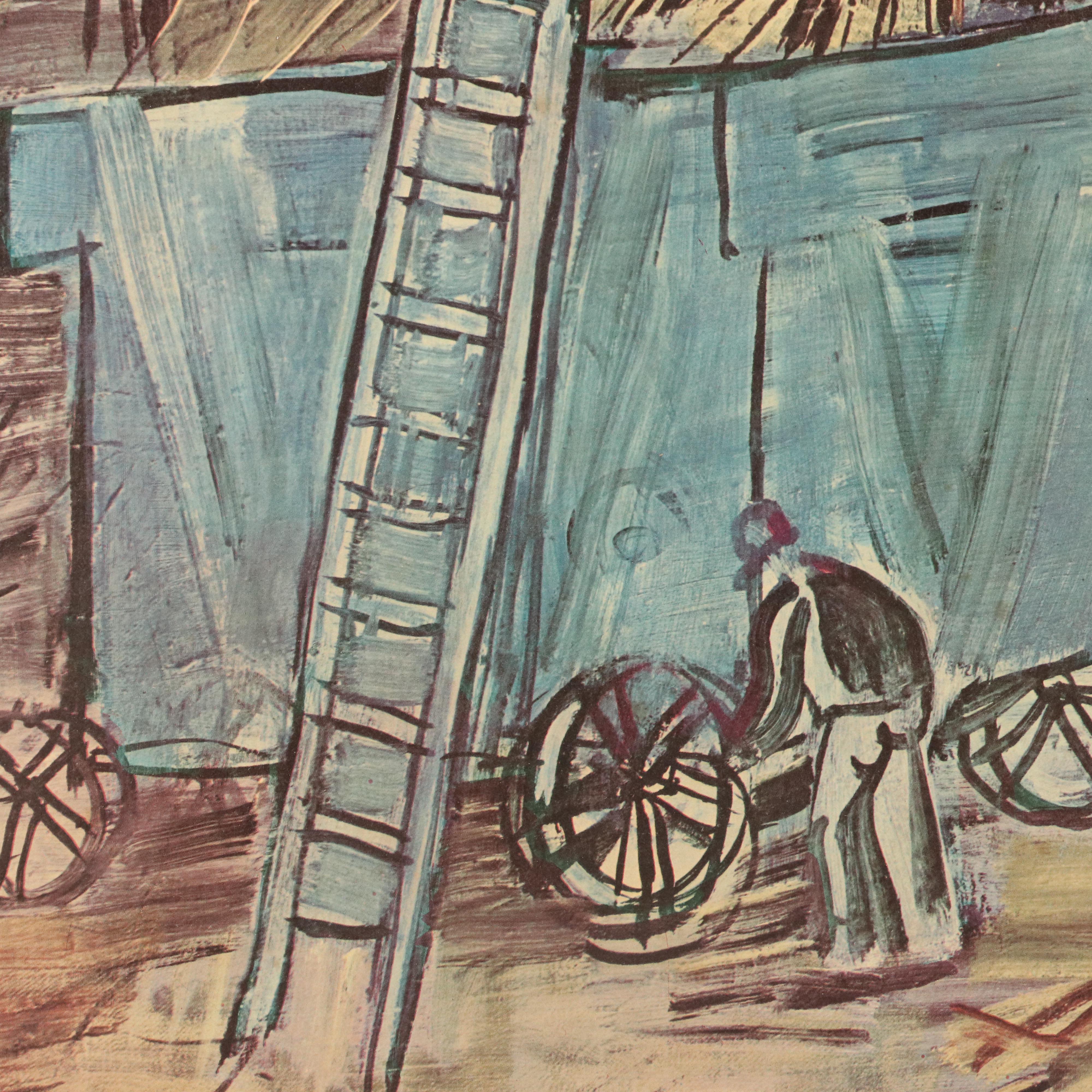 Offset Lithograph "Threshing with a Blue Machine" After Raoul Dufy
