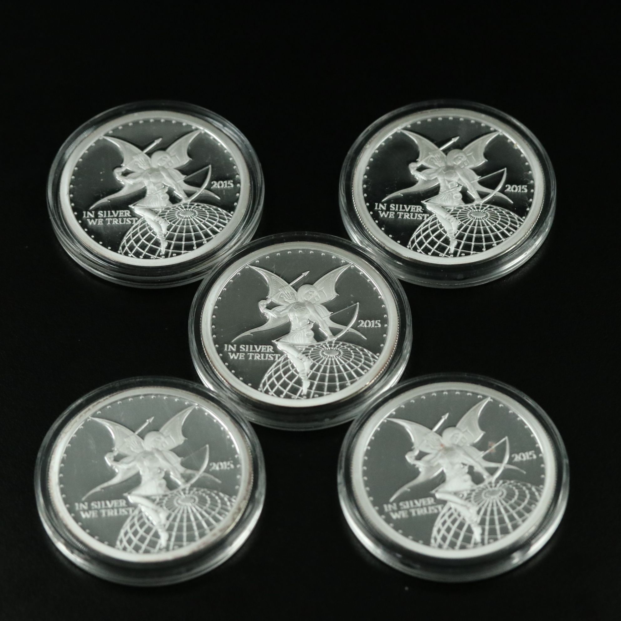 Five Uncirculated One Ounce .999 Silver Rounds