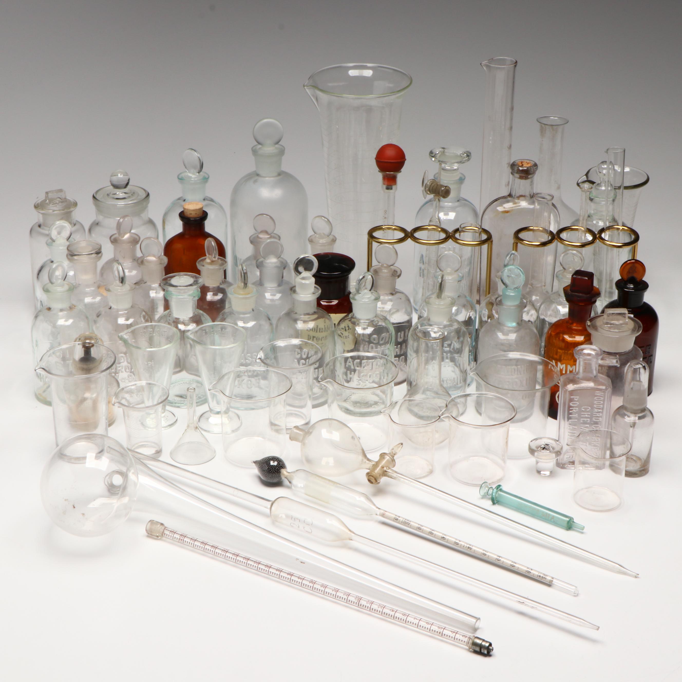 Glass Apothecary Jars with Funnels, Beakers, Test Tubes and More
