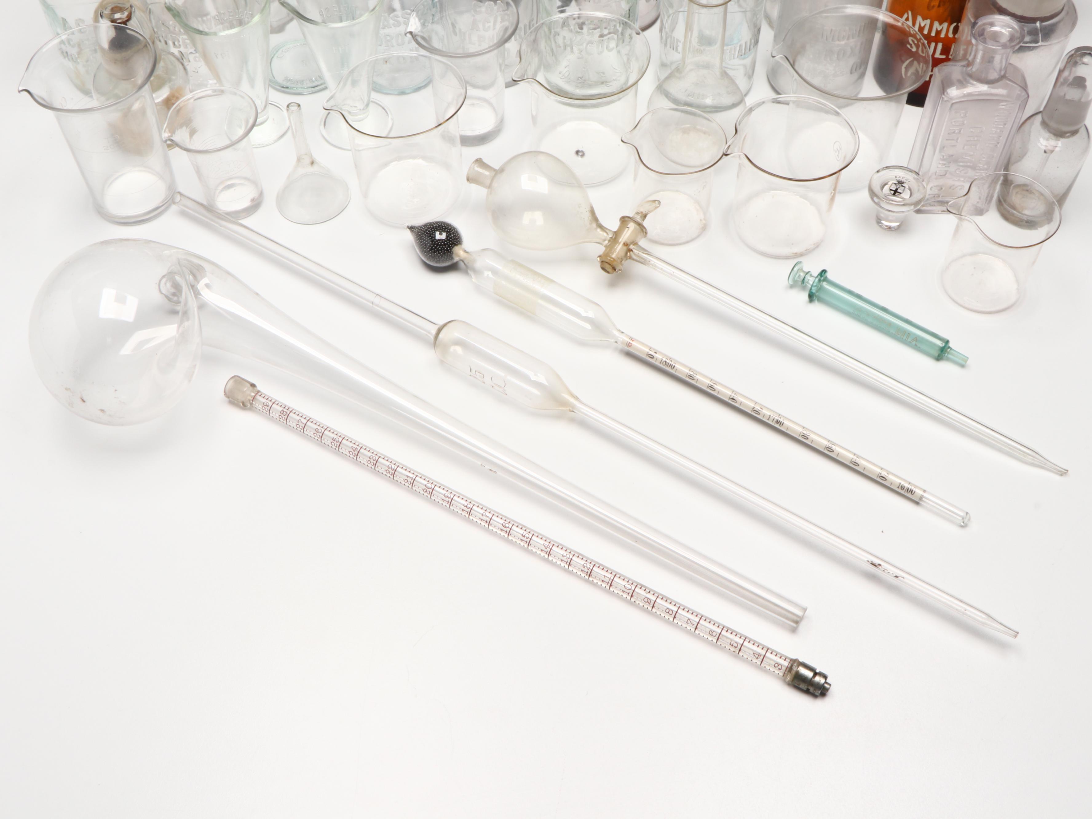Glass Apothecary Jars with Funnels, Beakers, Test Tubes and More