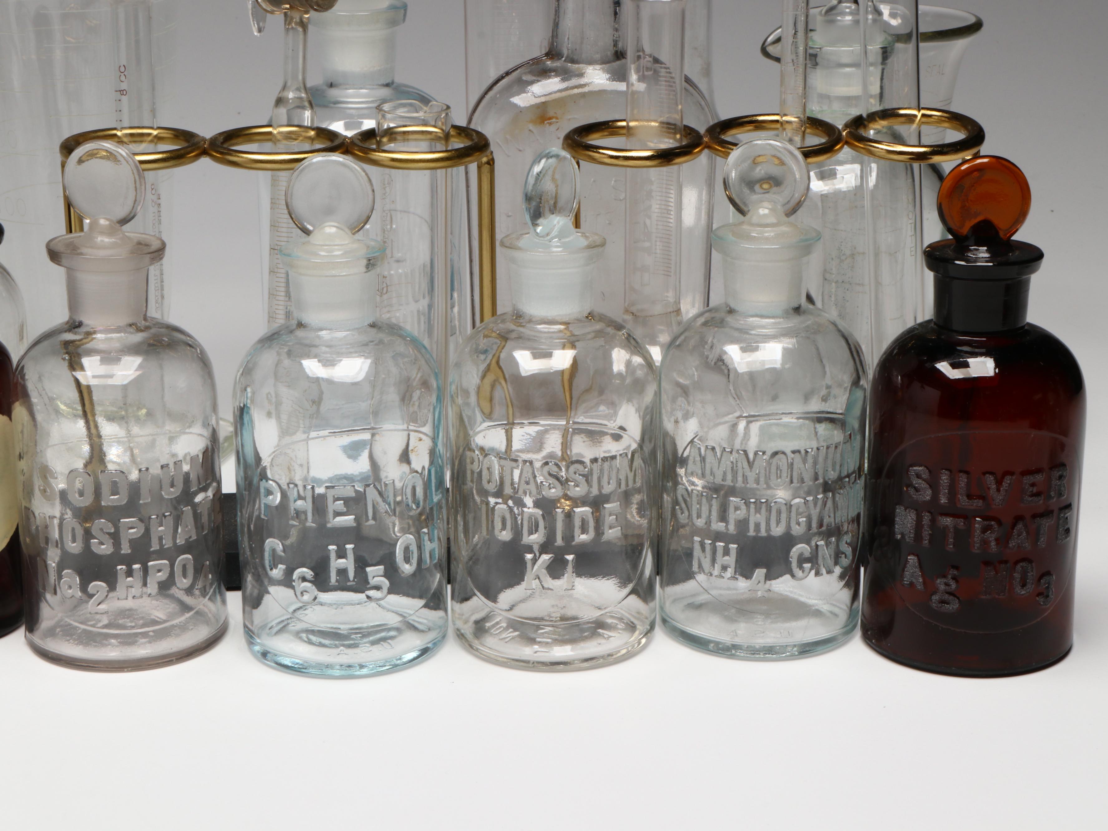 Glass Apothecary Jars with Funnels, Beakers, Test Tubes and More